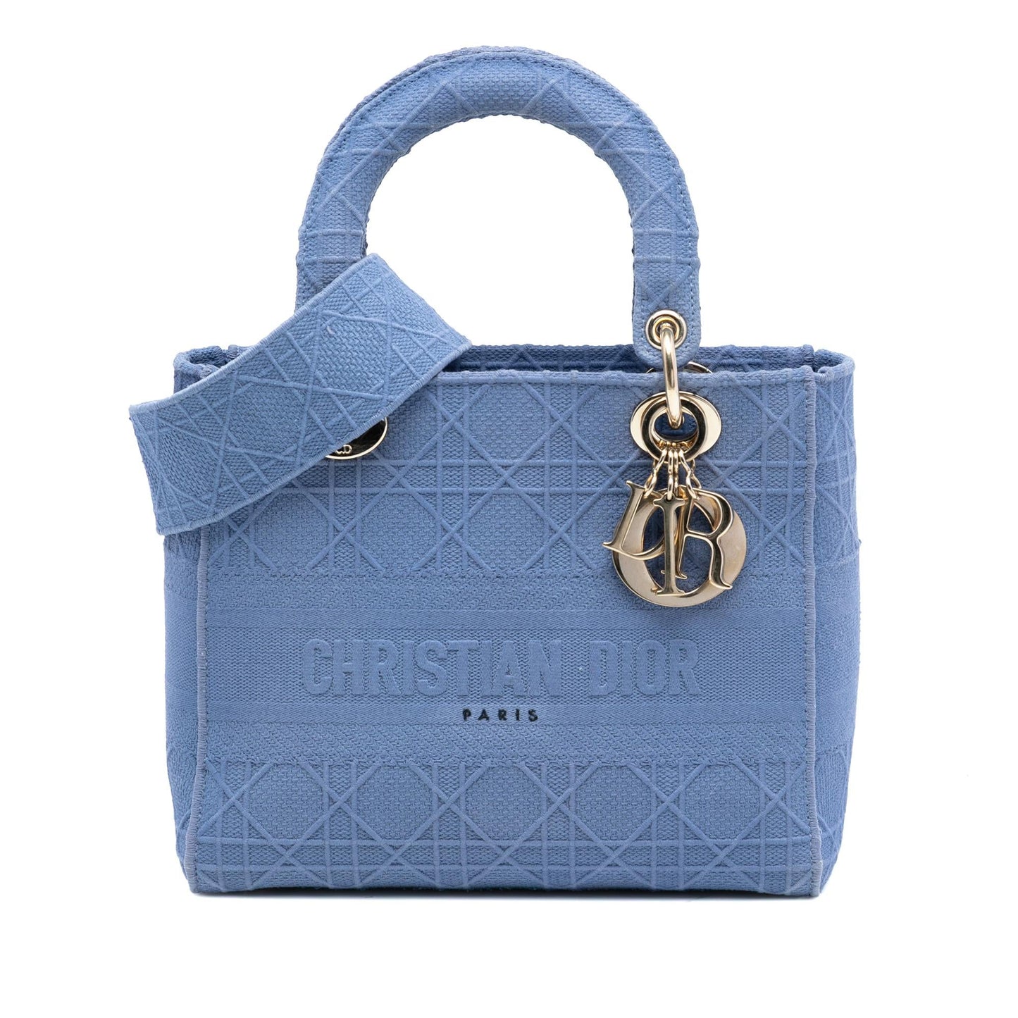 Dior Cannage Lady Lite Satchel Bag Canvas Medium D Lite 12