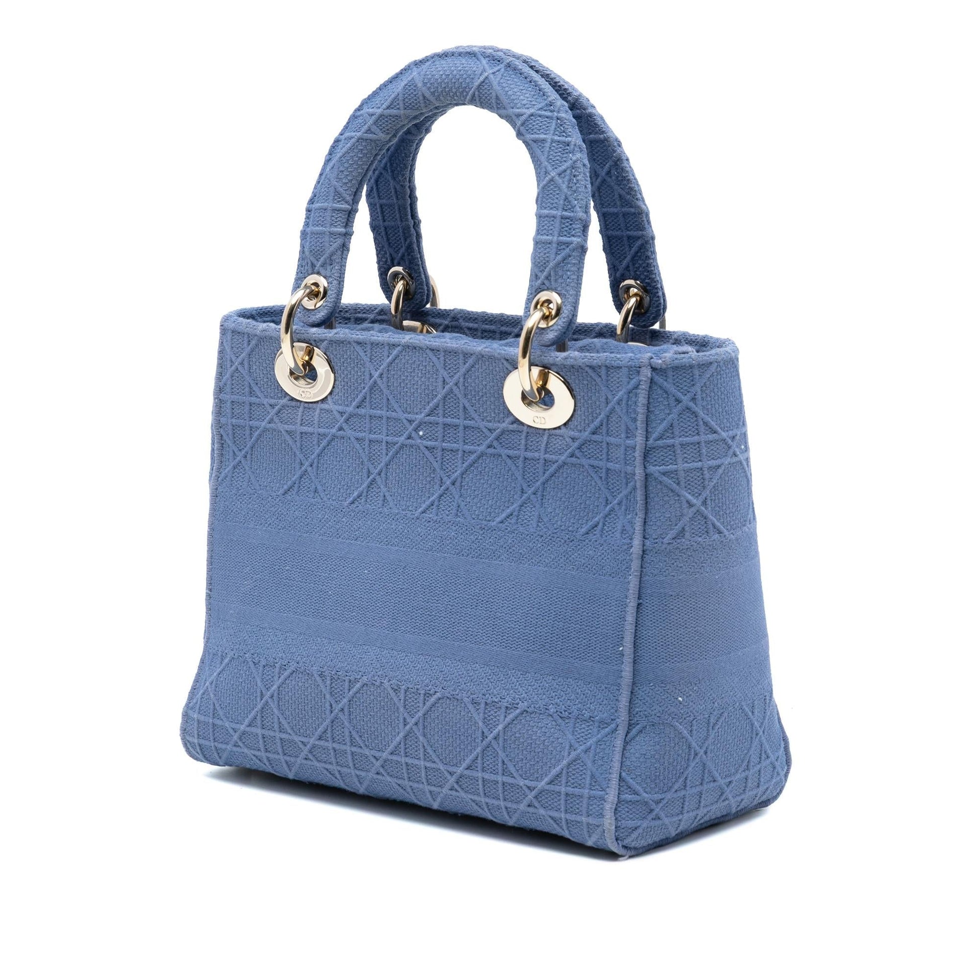 Dior Cannage Lady Lite Satchel Bag Canvas Medium D Lite 12