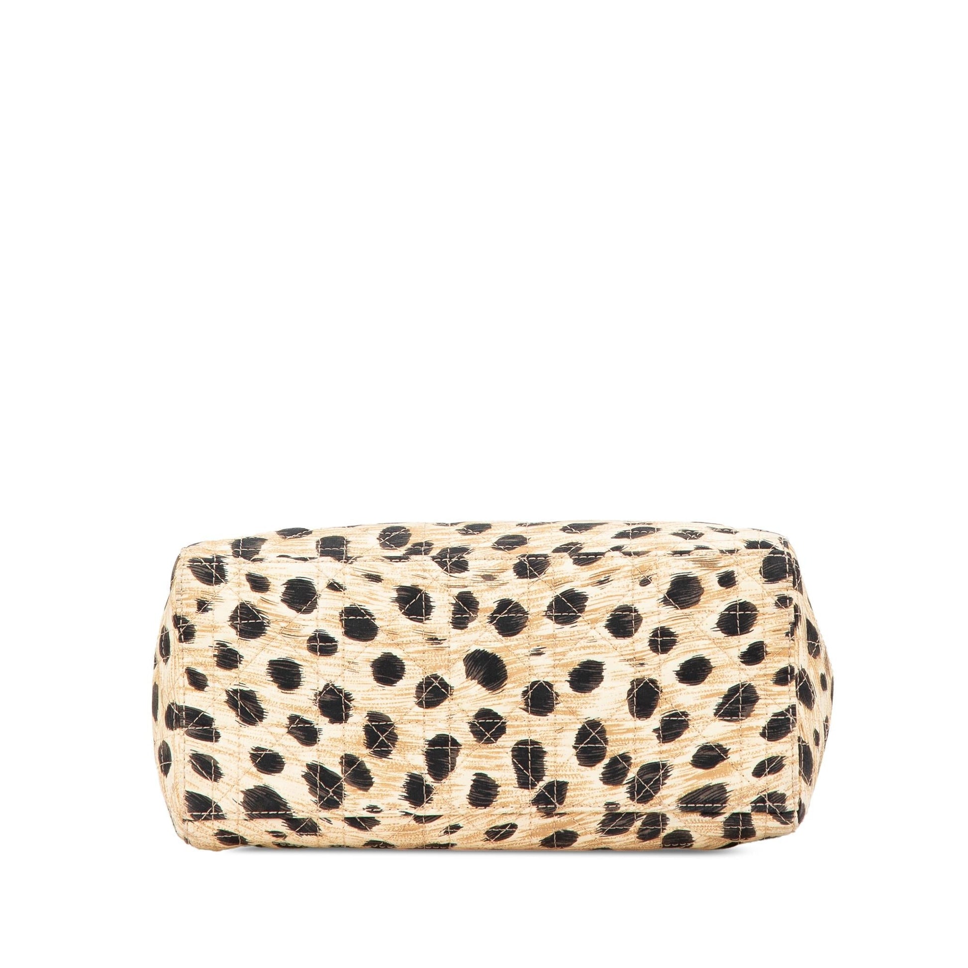 Dior Cannage Leopard Print Lady Satchel Bag Canvas Medium Lady Dior 1