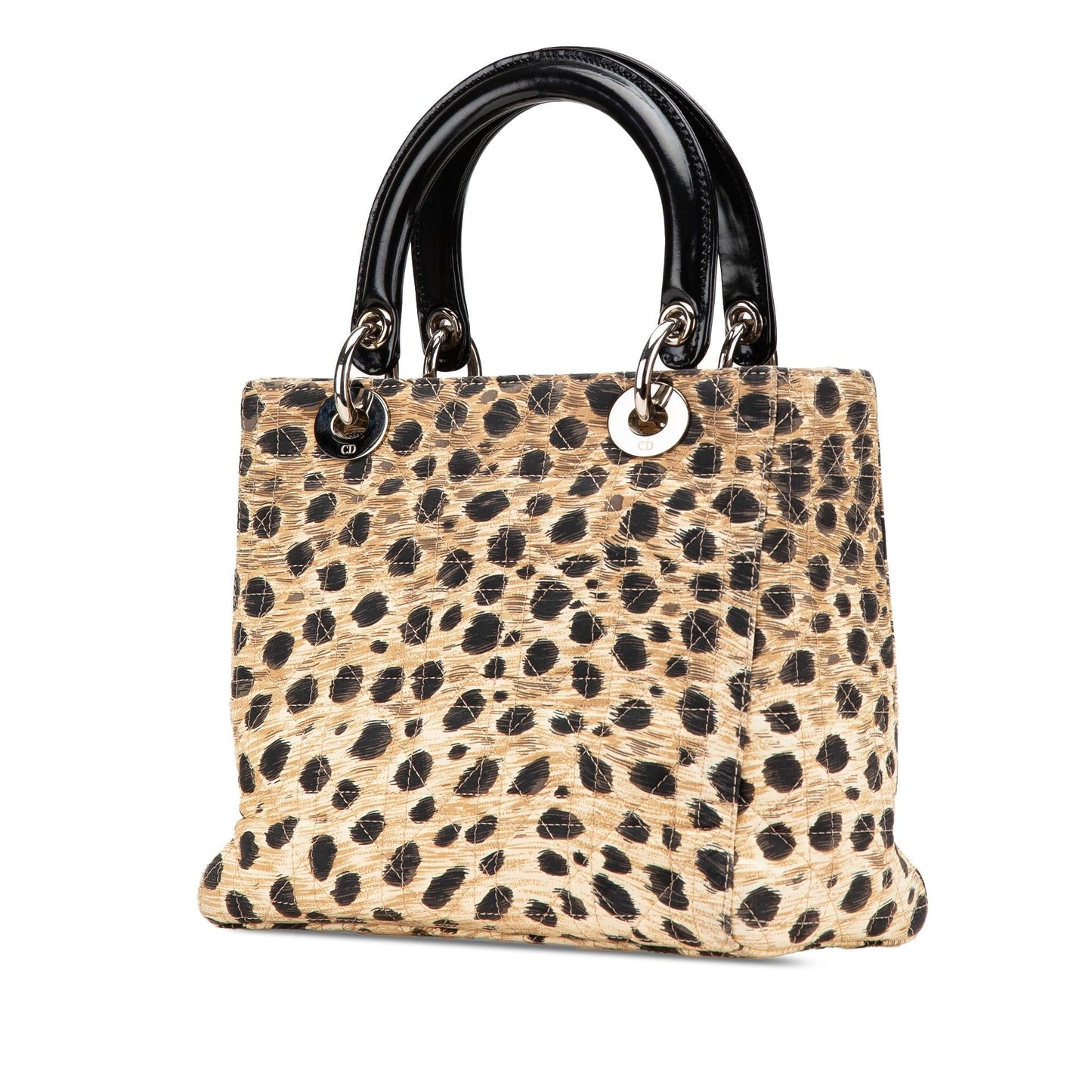 Dior Cannage Leopard Print Lady Satchel Bag Canvas Medium Lady Dior 1