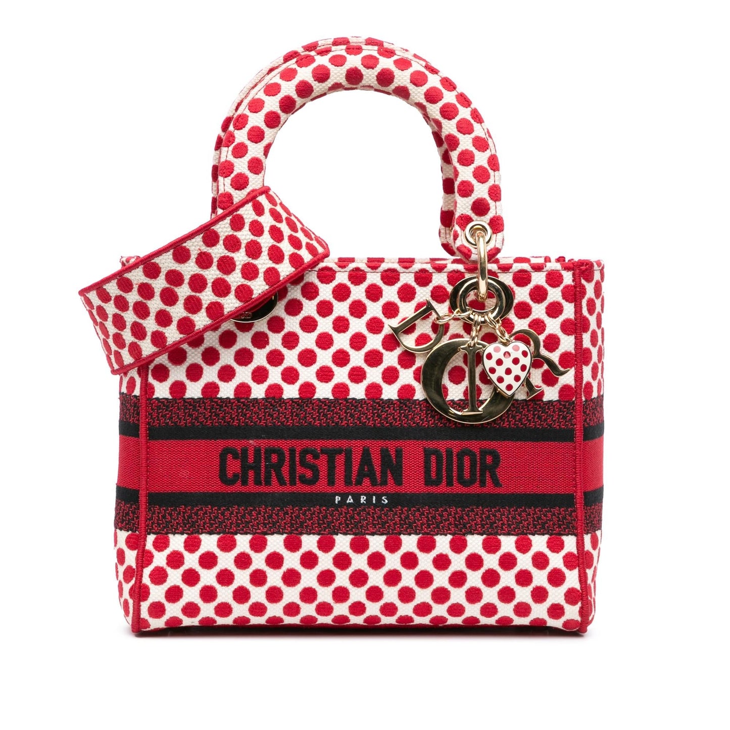 Dior amour Dots Lady Lite Satchel Bag Canvas Medium