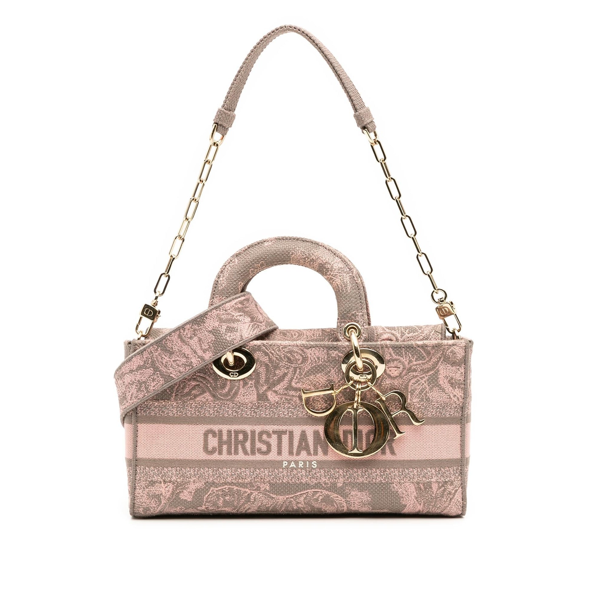 Dior Toile De Jouy Lady Joy Satchel Canvas Medium Embroidered Satchel Bag