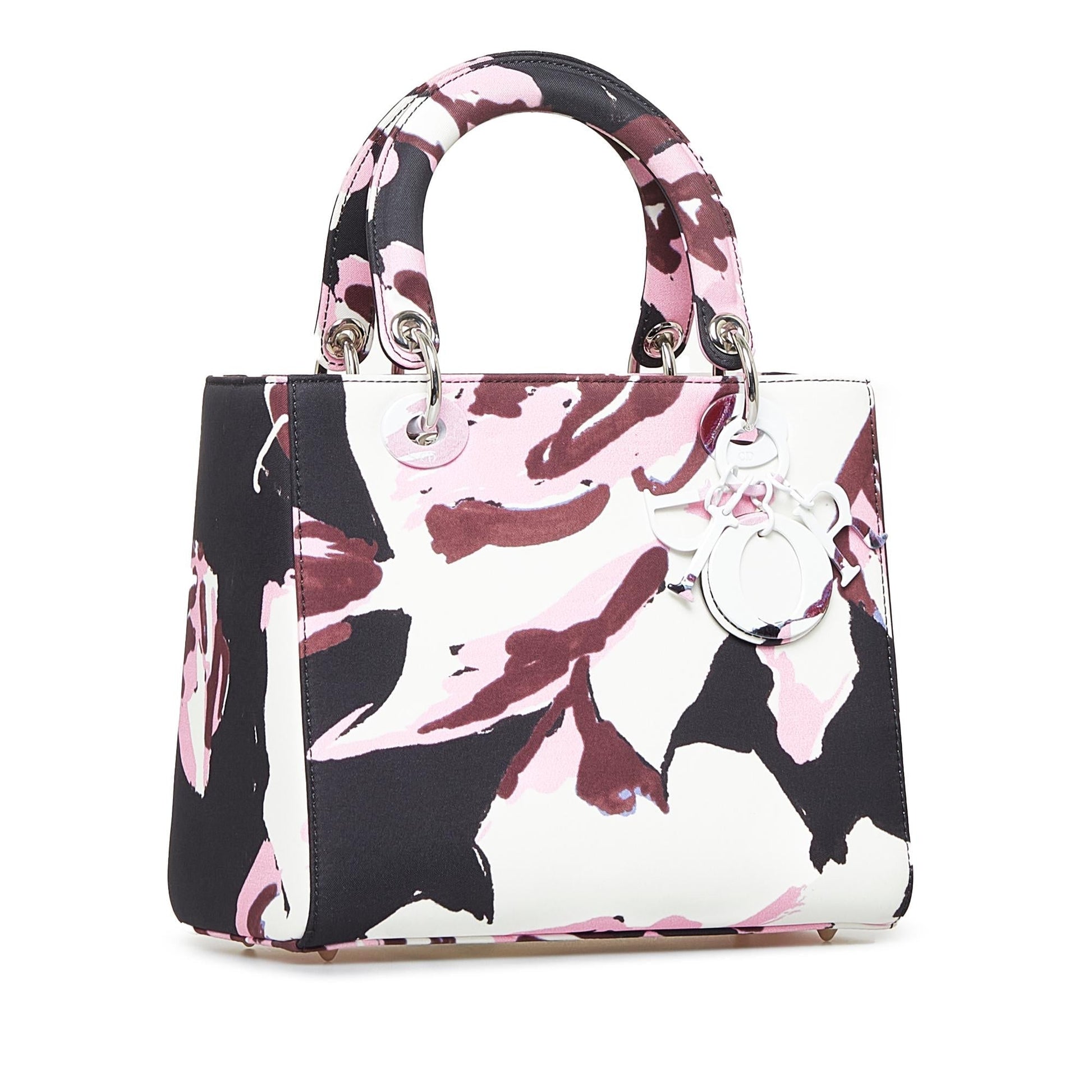 Dior Floral Graffiti Lady Satchel Bag Canvas Medium Lady Dior 1