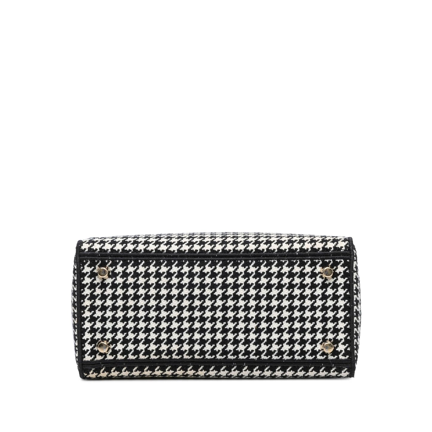 Dior Houndstooth Lady Lite Satchel Bag Canvas Medium Embroidered