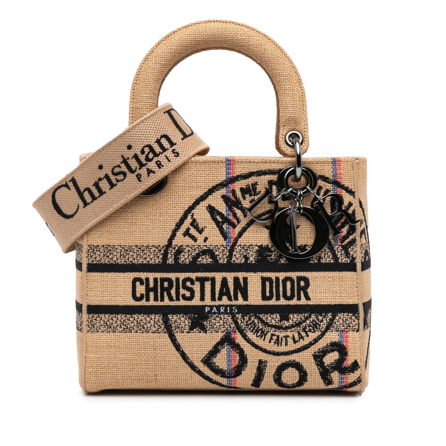 Dior Jute Lady Lite Shg N0Q8Oj Satchel Bag Canvas Medium Embroidered