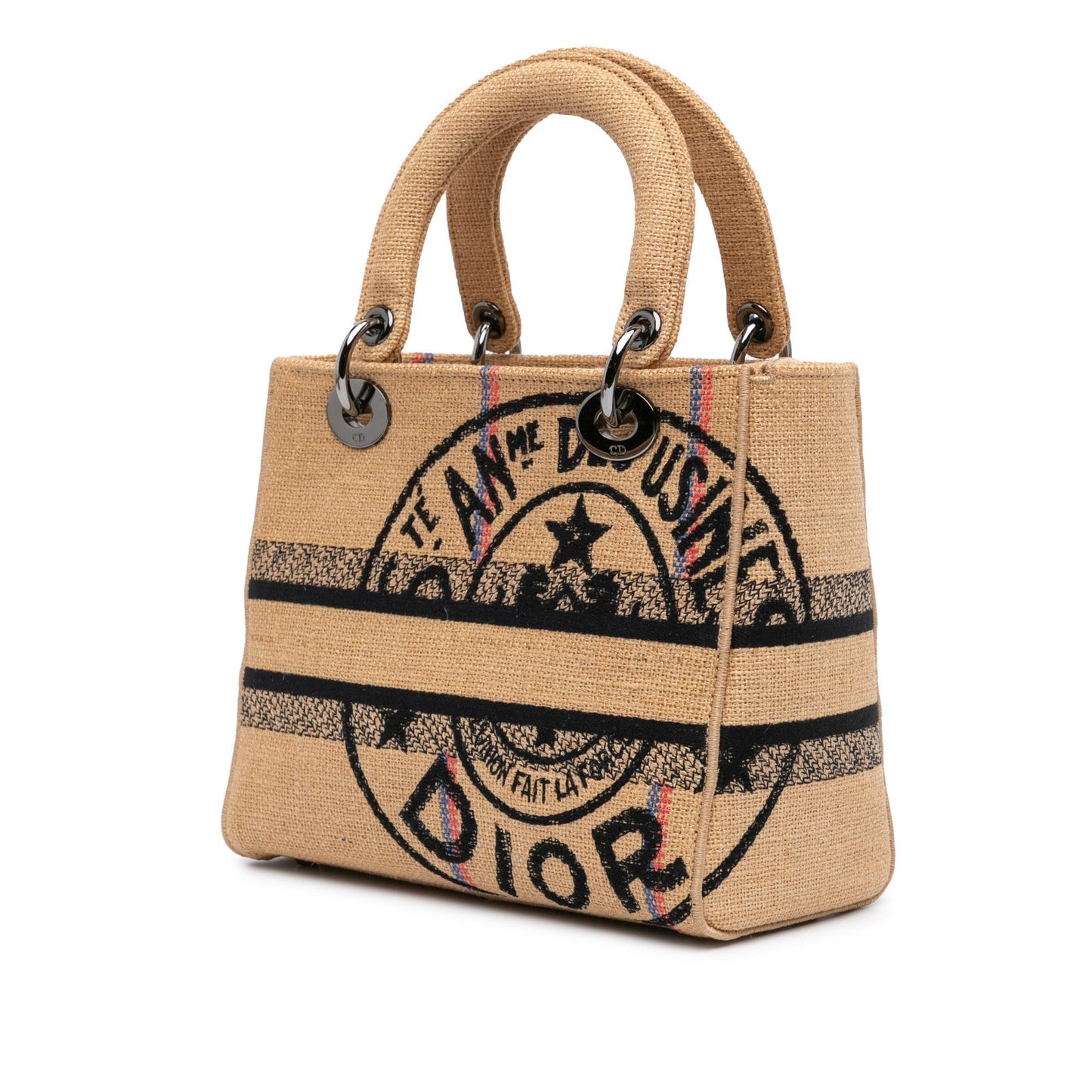 Dior Jute Lady Lite Shg N0Q8Oj Satchel Bag Canvas Medium Embroidered