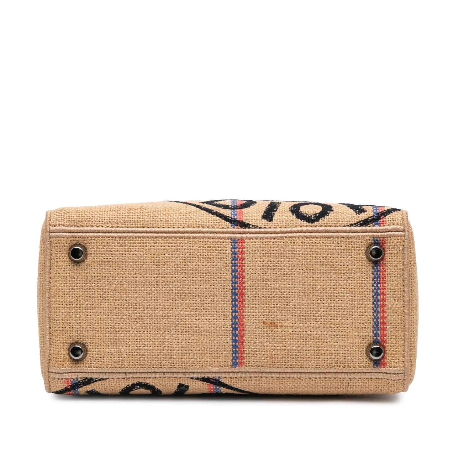 Dior Jute Lady Lite Satchel Bag Canvas Medium Embroidered