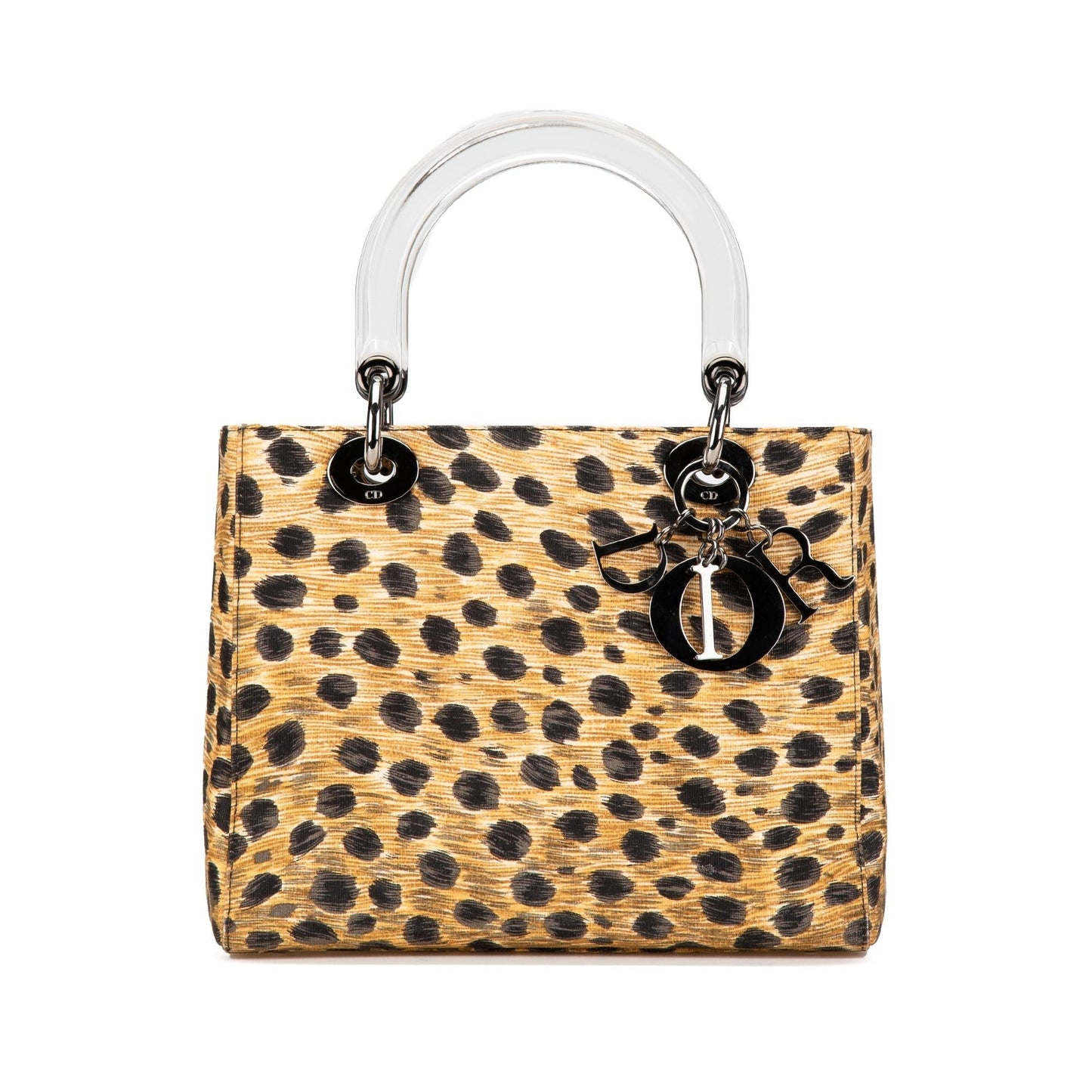 Dior Leopard Print Lady Satchel Bag Canvas Medium