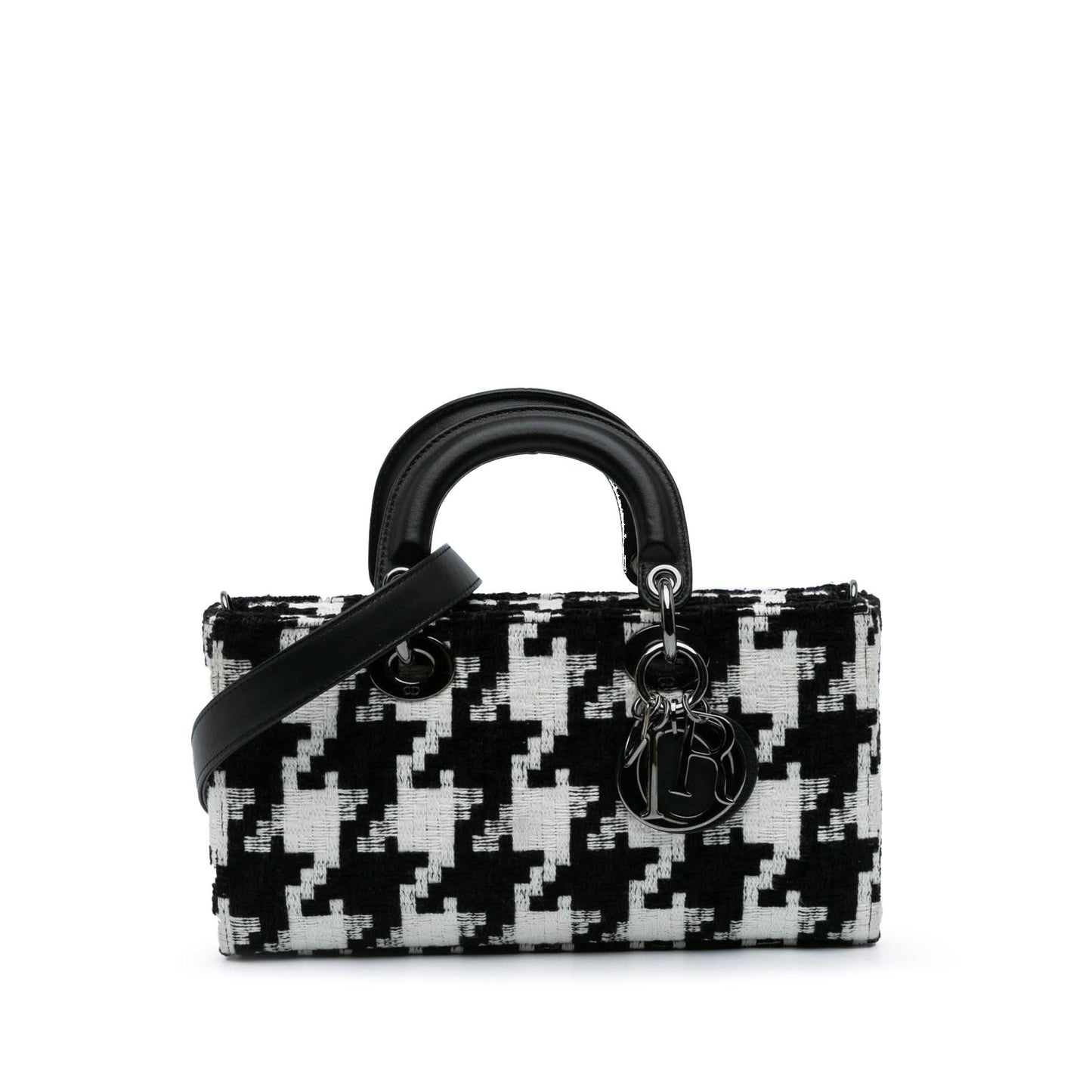 Dior Macro Houndstooth Lady Joy Satchel Bag Canvas Medium D Joy 1