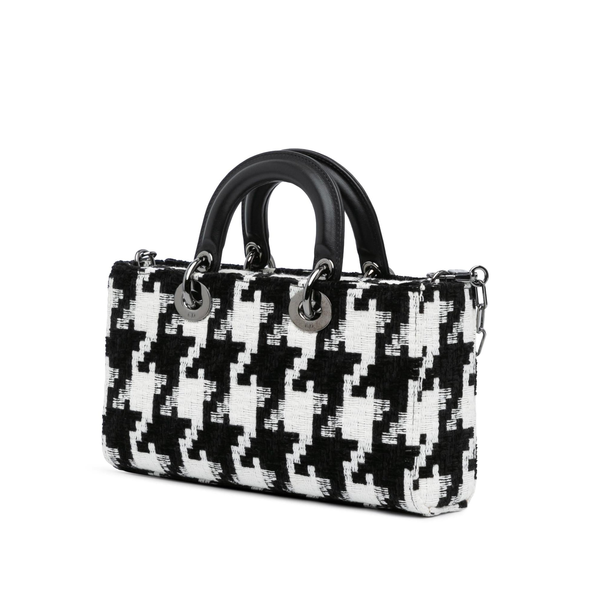 Dior Macro Houndstooth Lady Joy Satchel Bag Canvas Medium D Joy 2