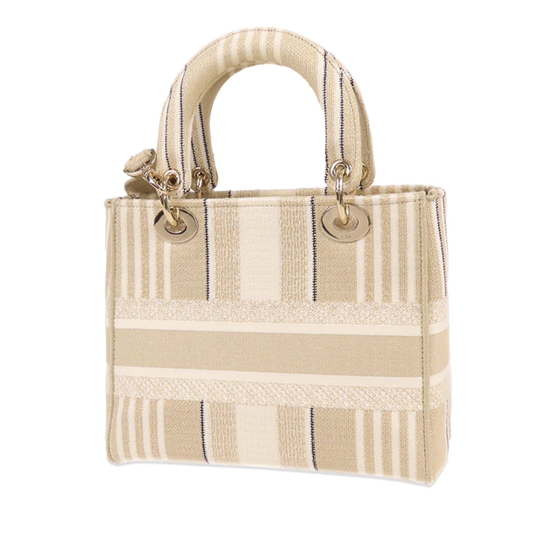 Dior Striped Lady Lite Shg U2Rp87 Satchel Bag Canvas Medium