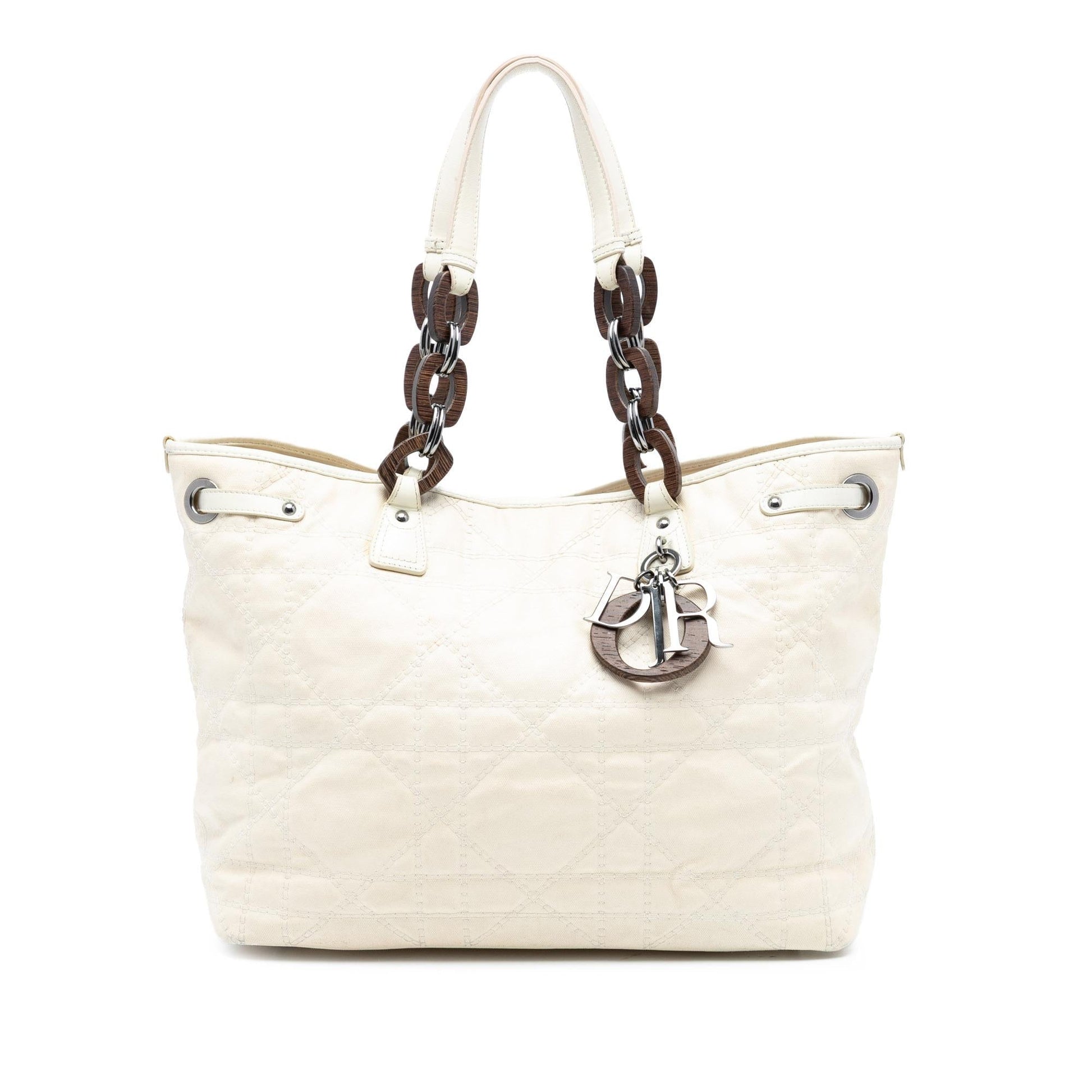 Dior Coated Cannage Panarea Tote Canvas Medium Tote Bag