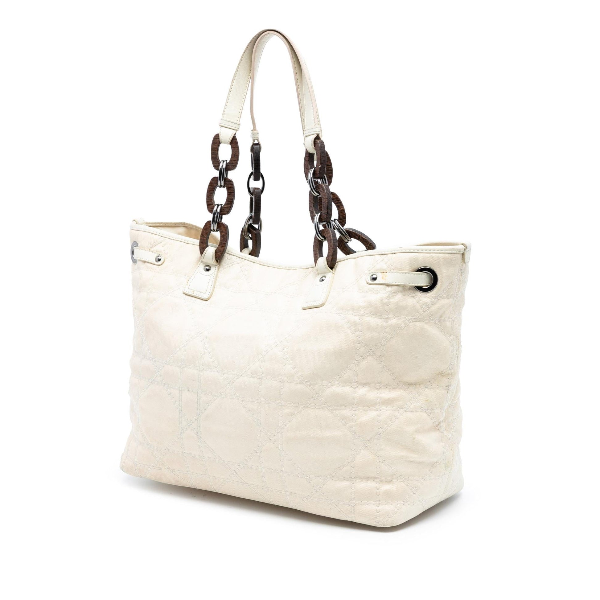 Dior Coated Cannage Panarea Tote Canvas Medium Tote Bag