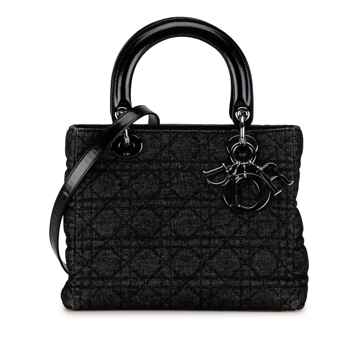 Dior Cannage Lady Shg 1Anwva Satchel Bag Denim Medium