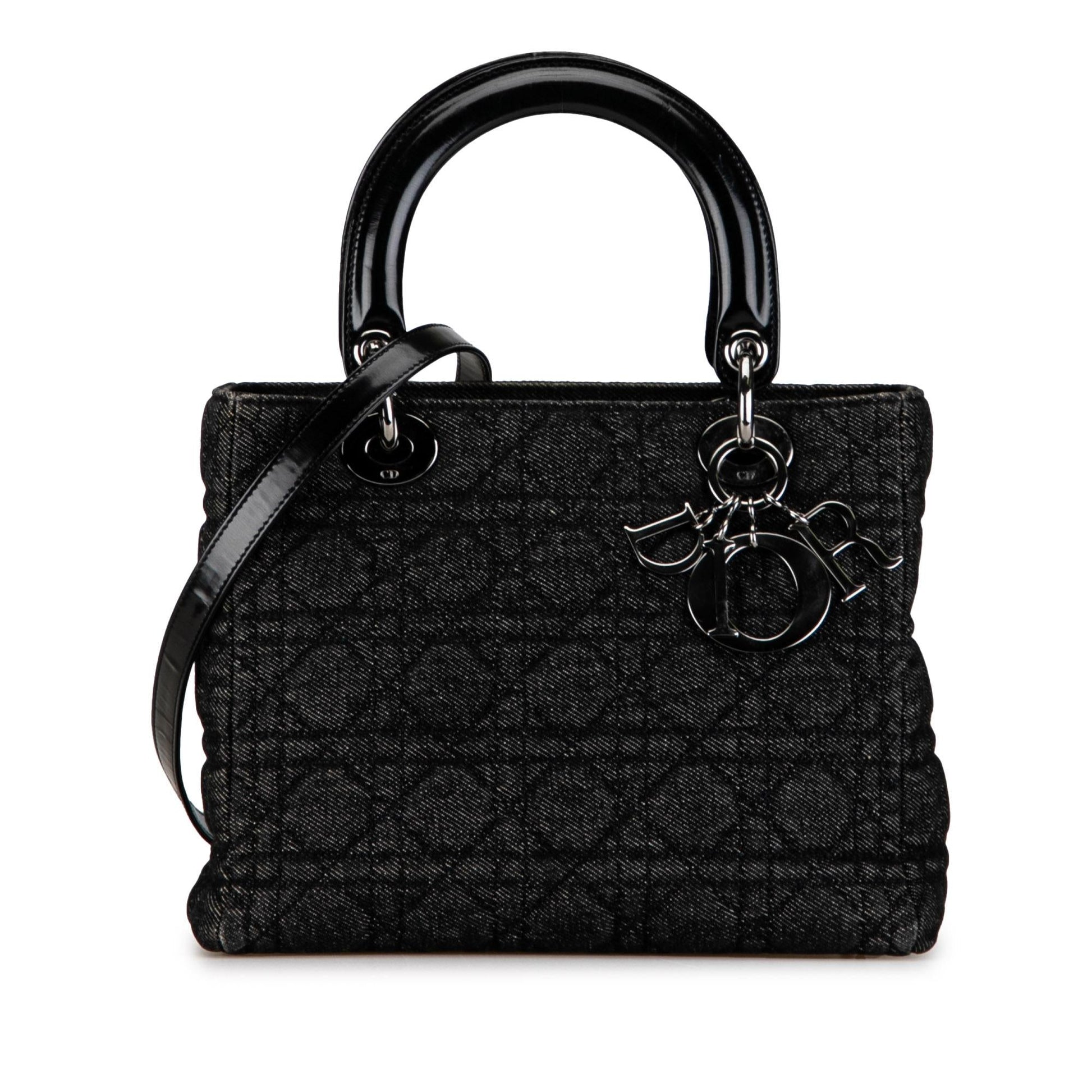 Dior Cannage Lady Shg 1Anwva Satchel Bag Denim Medium
