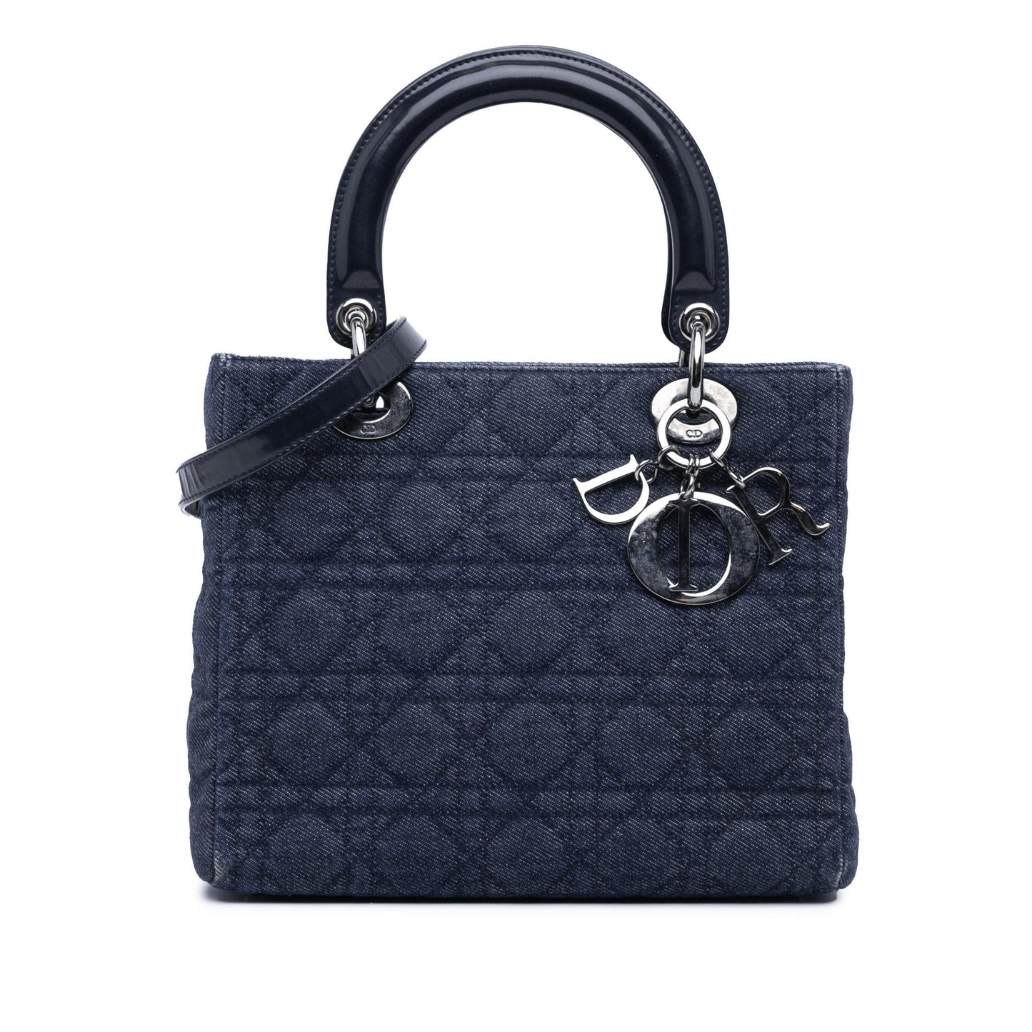 Dior Cannage Lady Satchel Bag Denim Medium