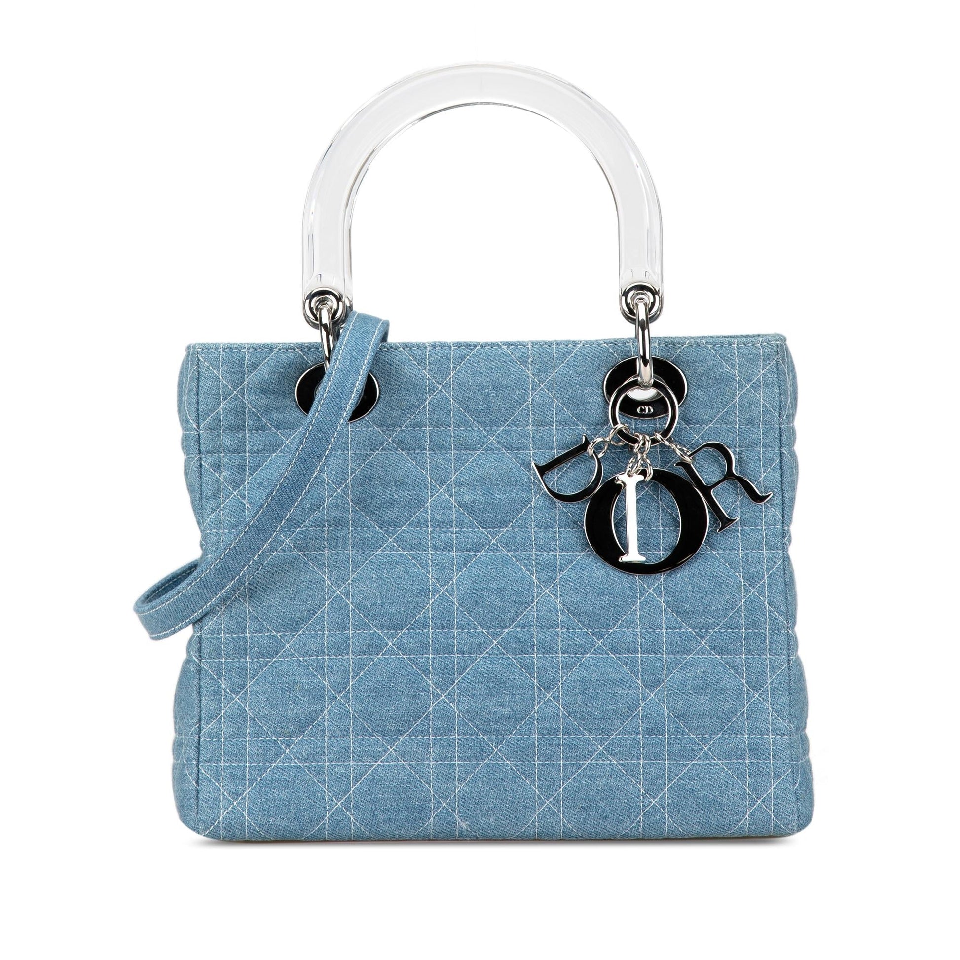 Dior Cannage Lady Satchel Bag Denim Medium Dior Shg 4Ktbgi