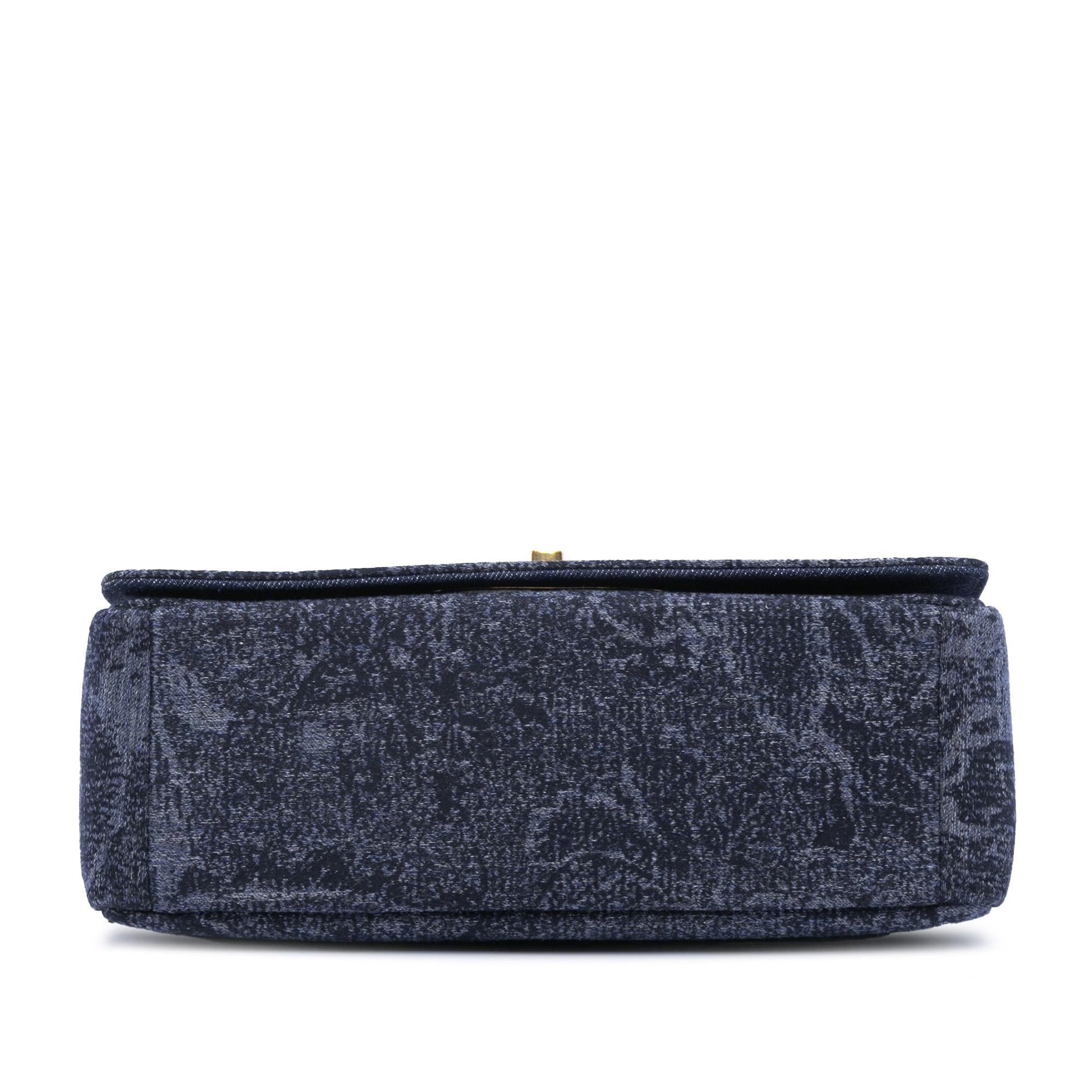 Dior Floral Caro Bag Denim Medium Crossbody Bag