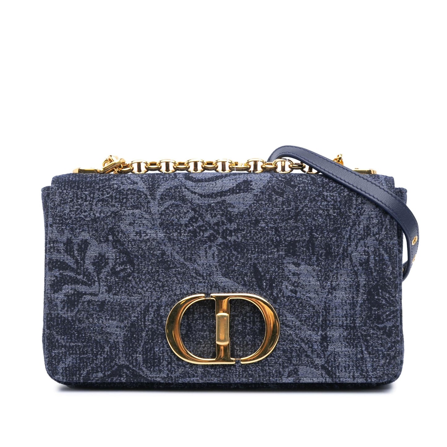 Dior Floral Caro Bag Denim Medium Crossbody Bag