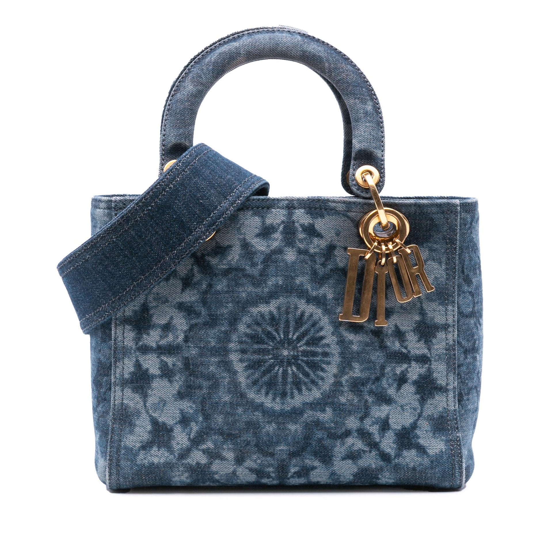Dior Kaleiscopic Lady Satchel Bag Denim Medium