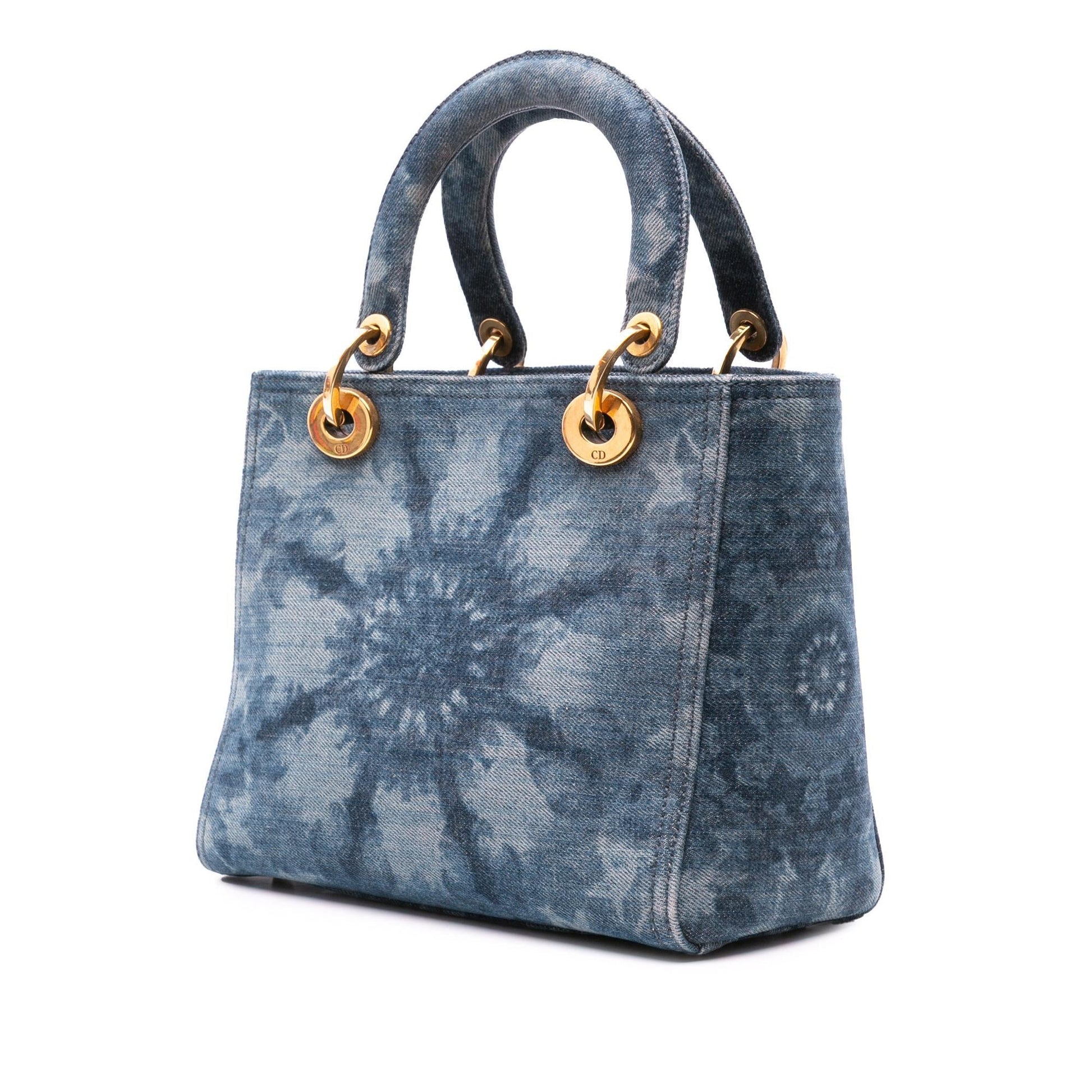 Dior Kaleiscopic Lady Satchel Bag Denim Medium