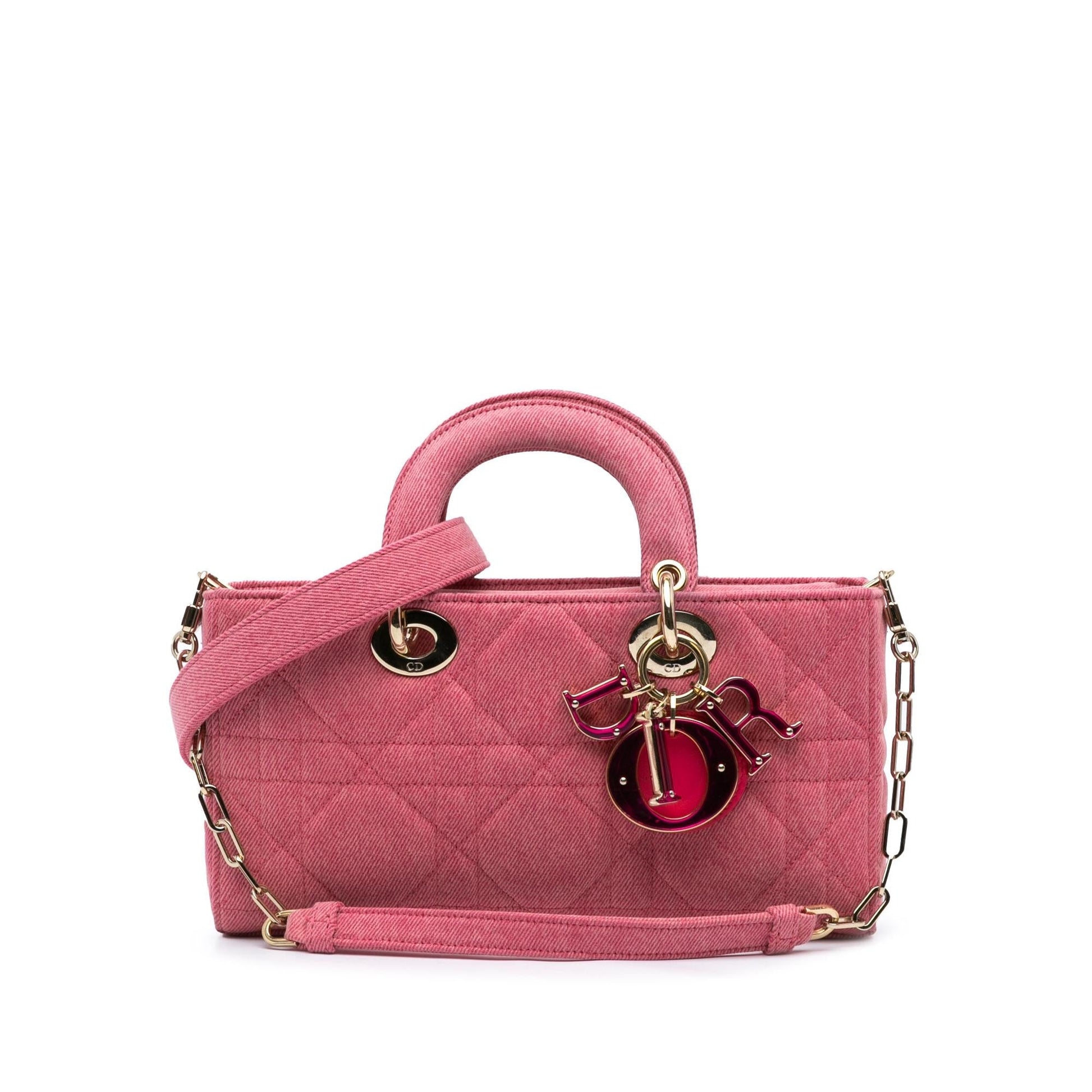 Dior Macrocannage Lady Joy Satchel Bag Denim Medium