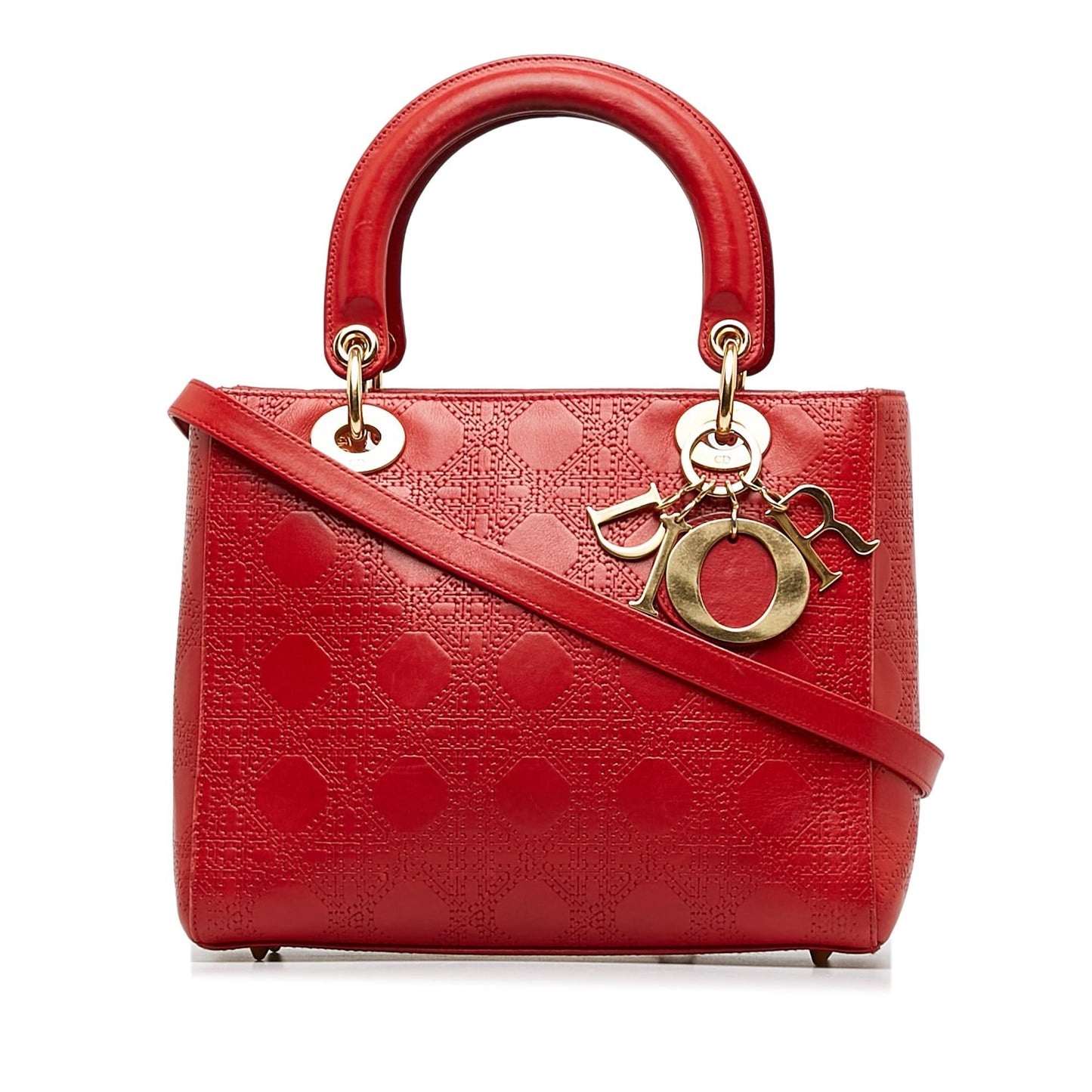 Dior Cannage Lady Shg Tjrjcj Satchel Bag Lambskin Medium Embossed