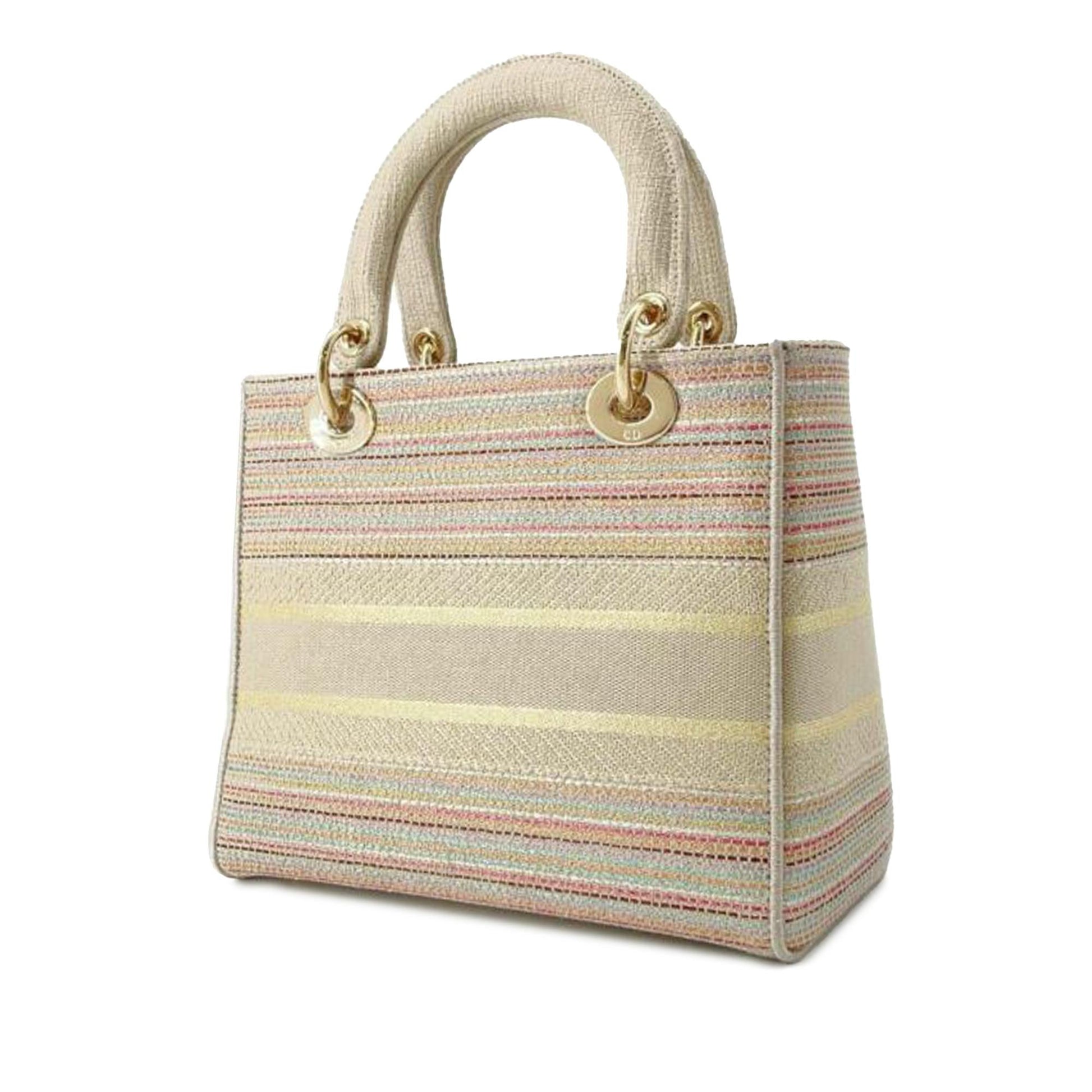 Dior Lady Lite Shg Fmx9Ey Satchel Bag Canvas Medium Embroidered