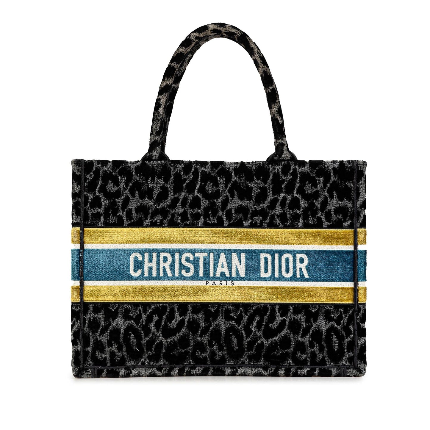 Dior Leopard Mizza Book Tote Canvas Medium Embroidered Tote Bag