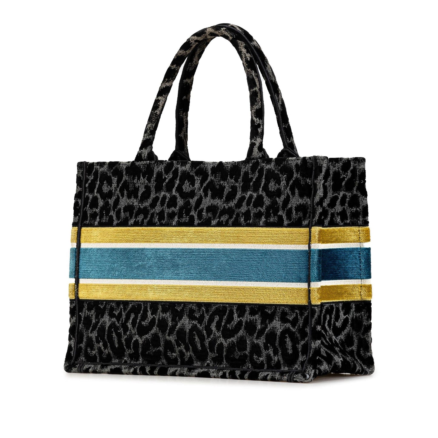 Dior Leopard Mizza Book Tote Canvas Medium Embroidered Tote Bag
