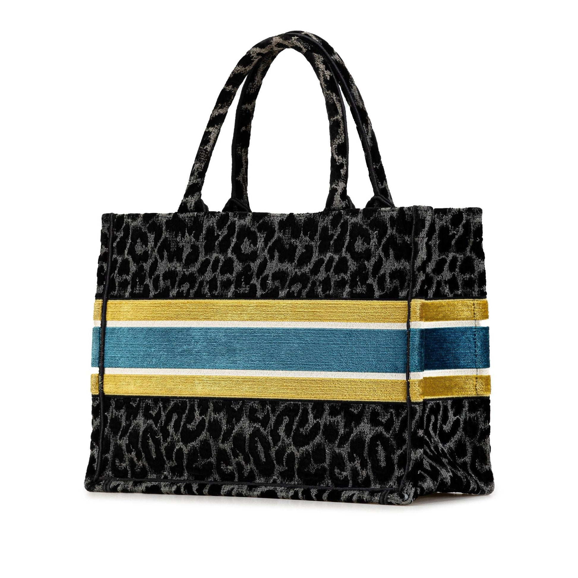 Dior Leopard Mizza Book Tote Canvas Medium Embroidered Tote Bag