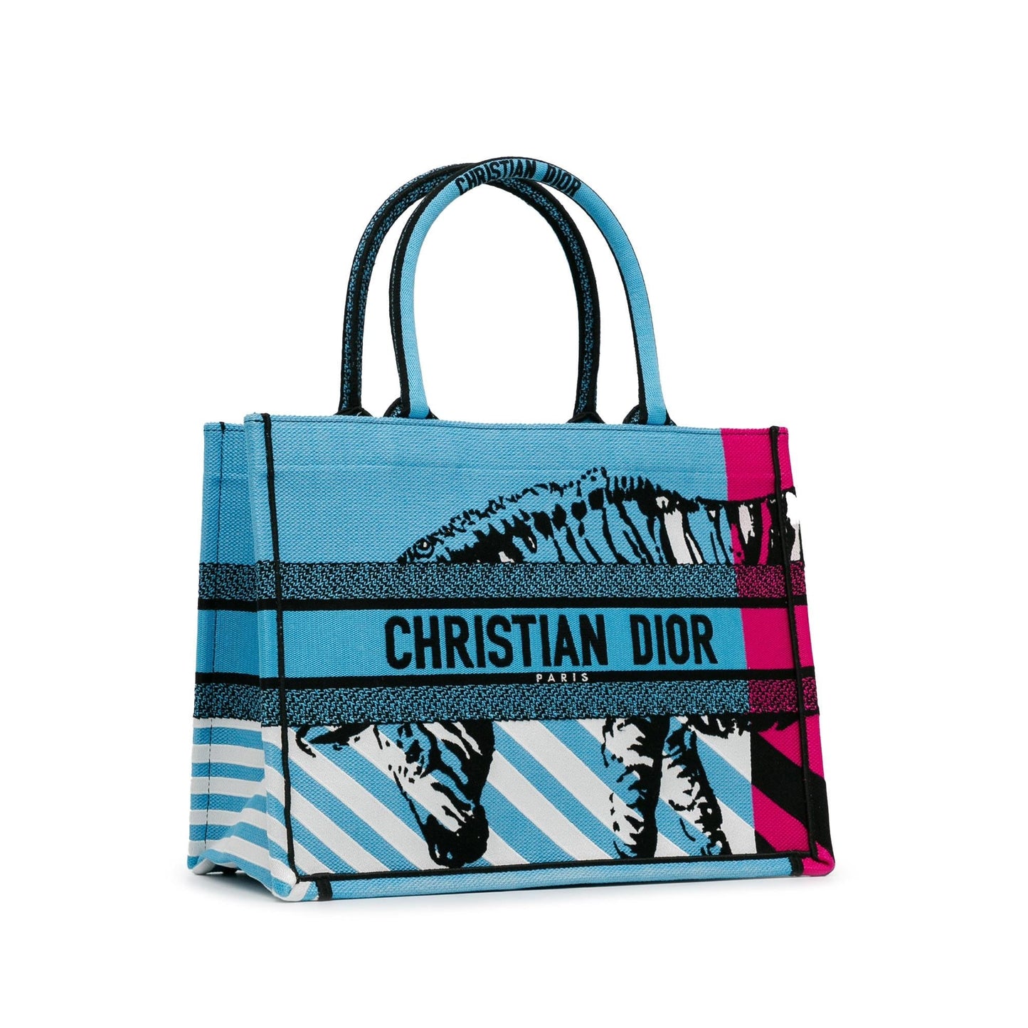 Dior Zebra Jungle Pop Book Tote Canvas Medium Embroidered Tote Bag Book Tote 2