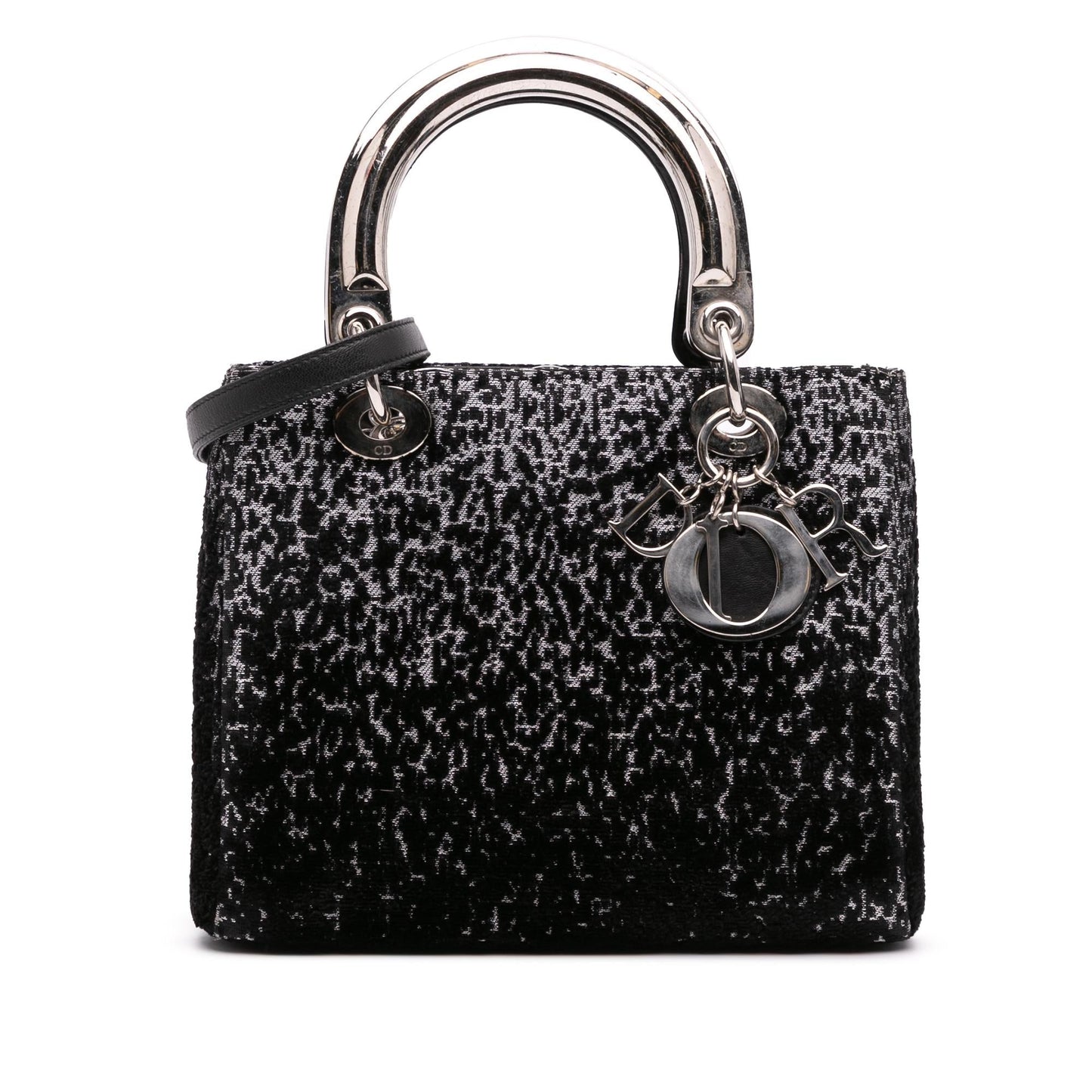 Dior Fabric Lame Lady Satchel Bag Medium