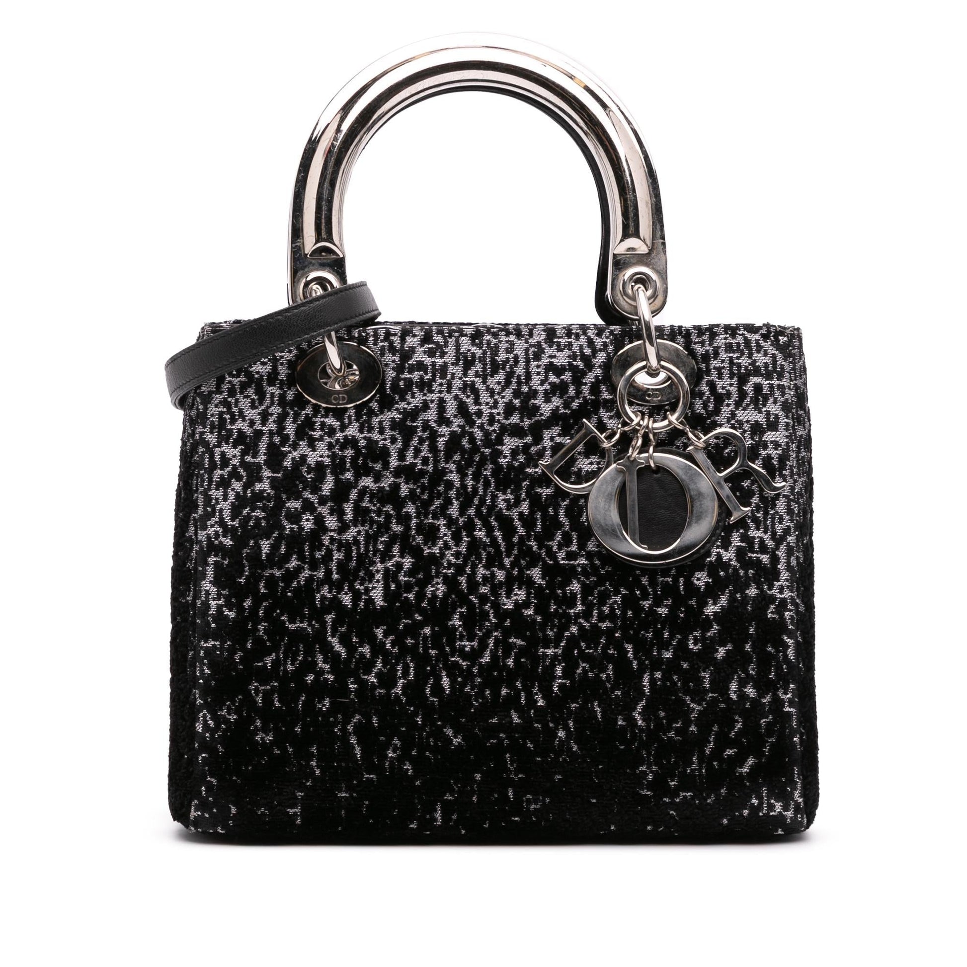 Dior Fabric Lame Lady Satchel Bag Medium Lady Dior 1
