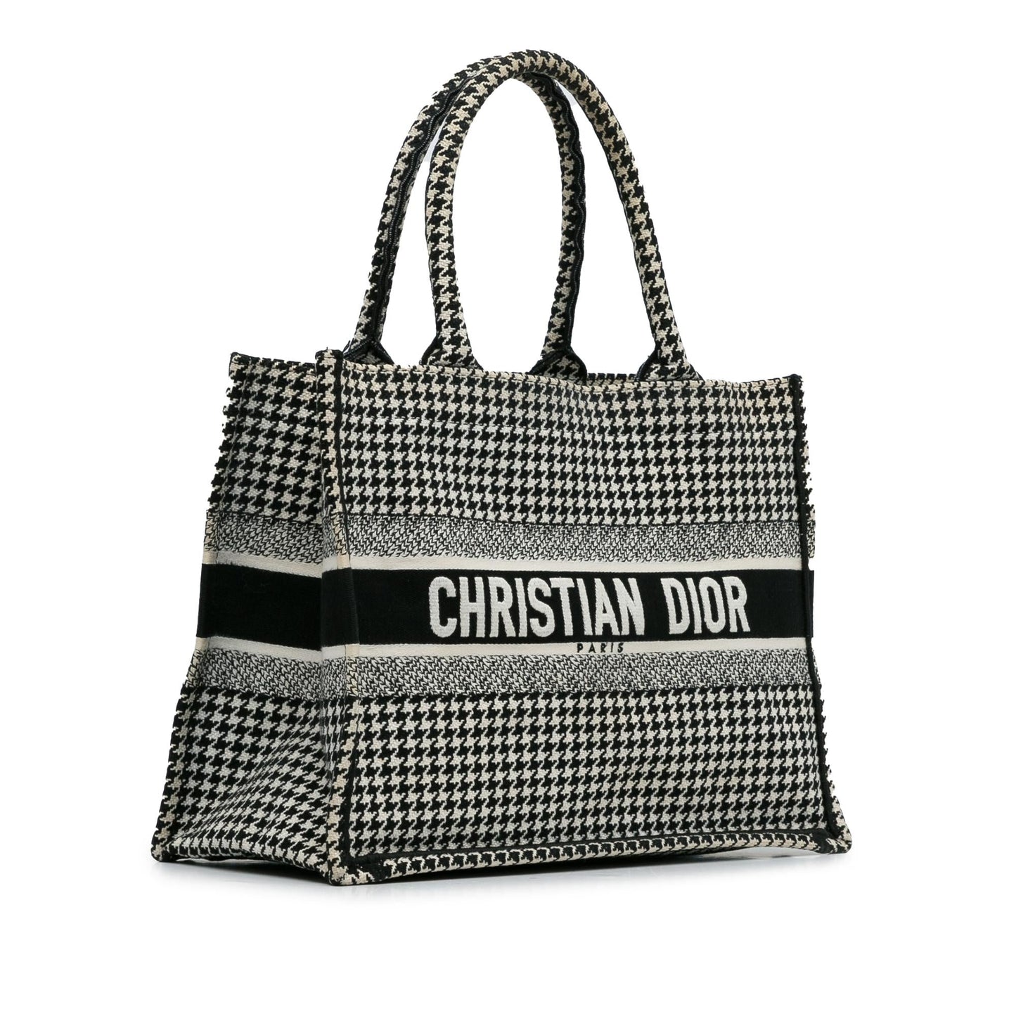 Dior Houndstooth Book Tote Shg Ppdptp Medium Tote Bag