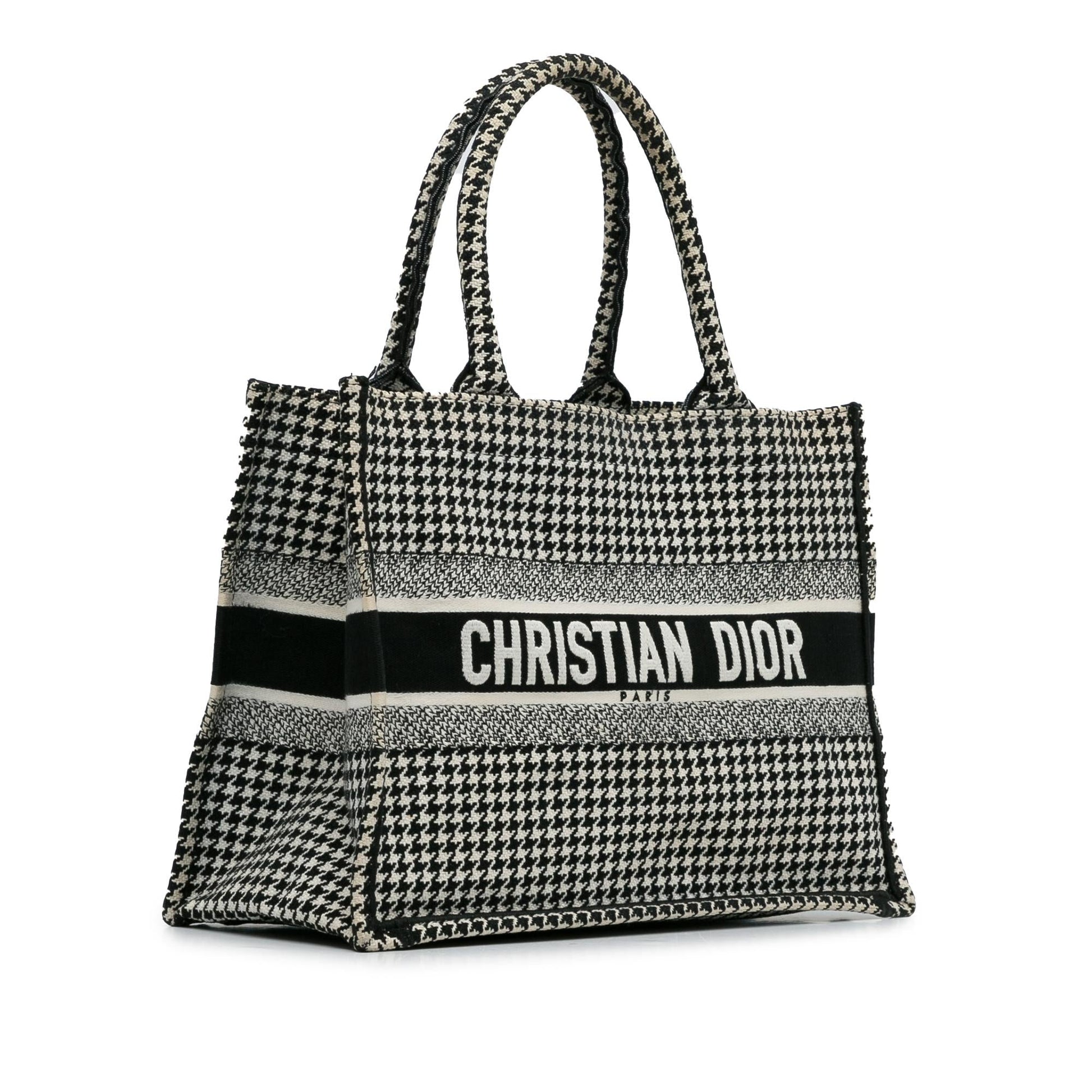 Dior Houndstooth Book Tote Shg Ppdptp Medium Tote Bag