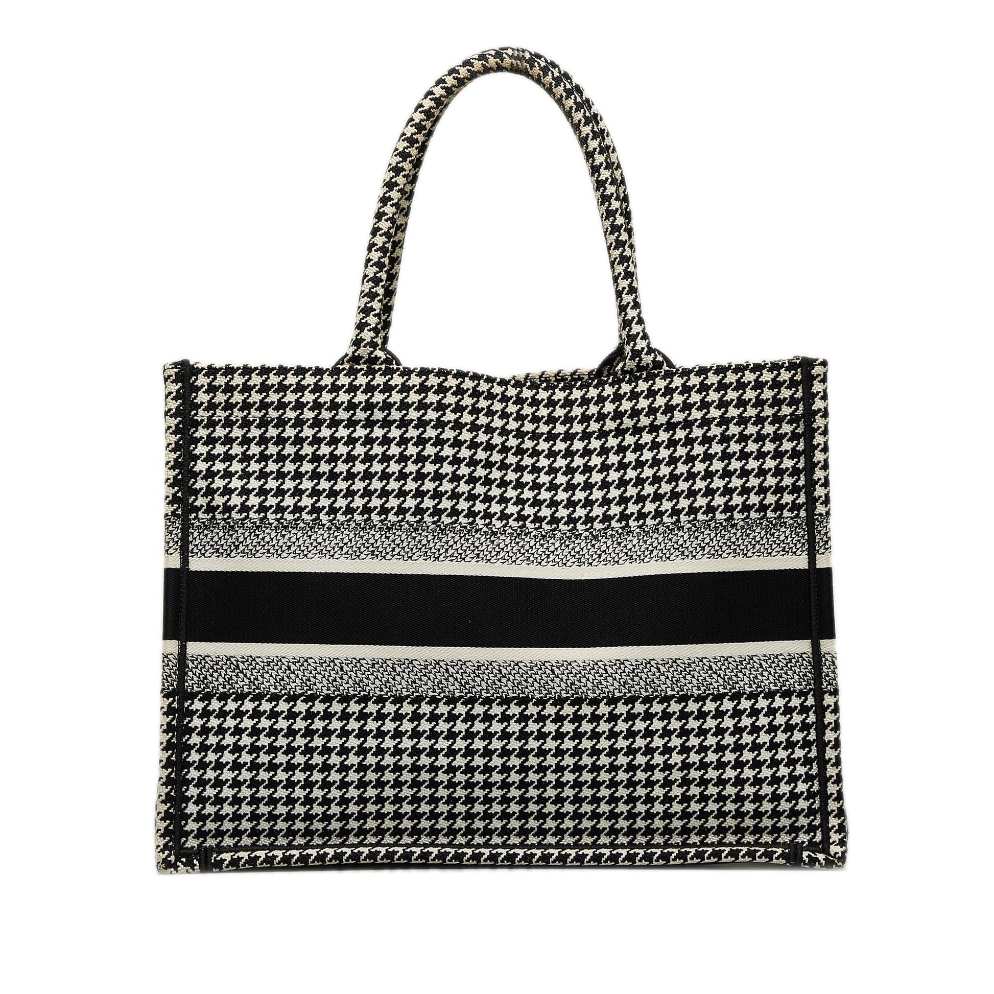 Dior Houndstooth Book Tote Shg Aoruvr Medium Embroidered Tote Bag