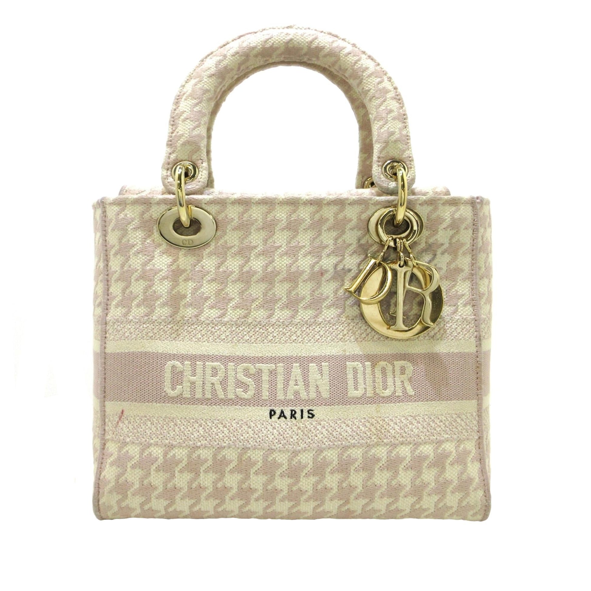 Dior Houndstooth Lady Lite Shg R8U6 Satchel Bag Medium