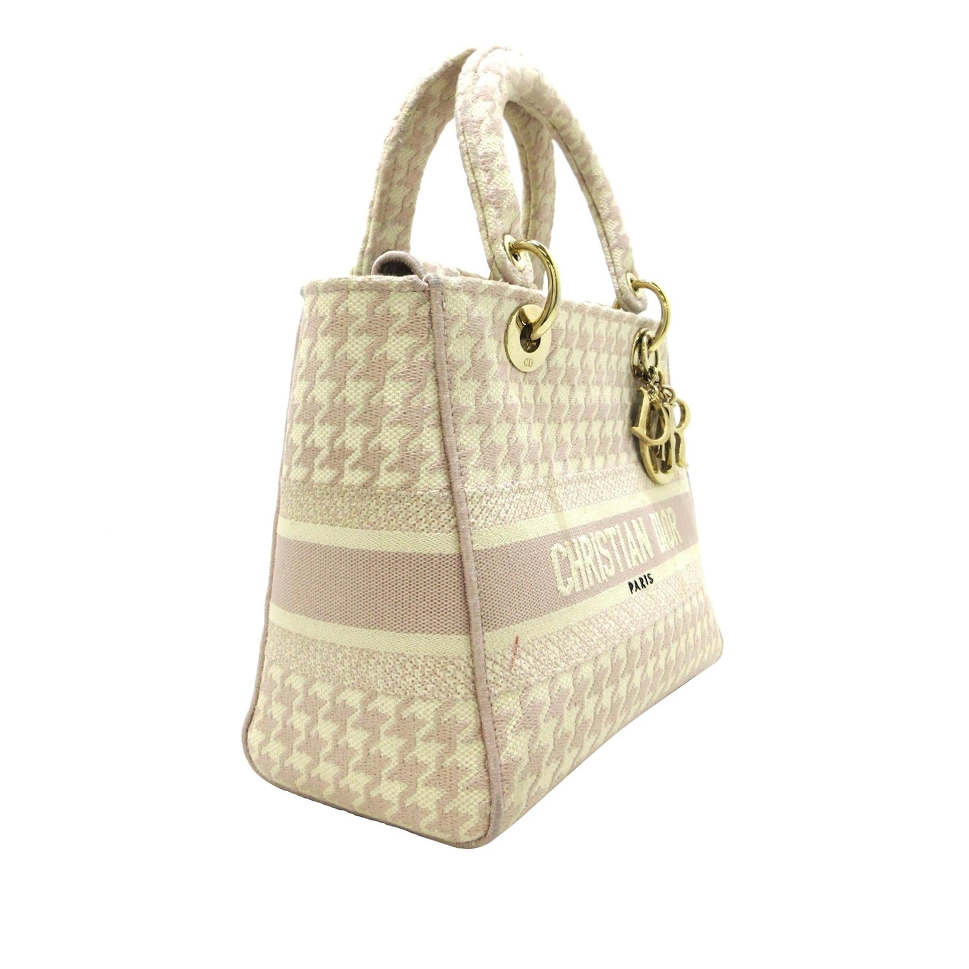 Dior Houndstooth Lady Lite Shg R8U6 Satchel Bag Medium