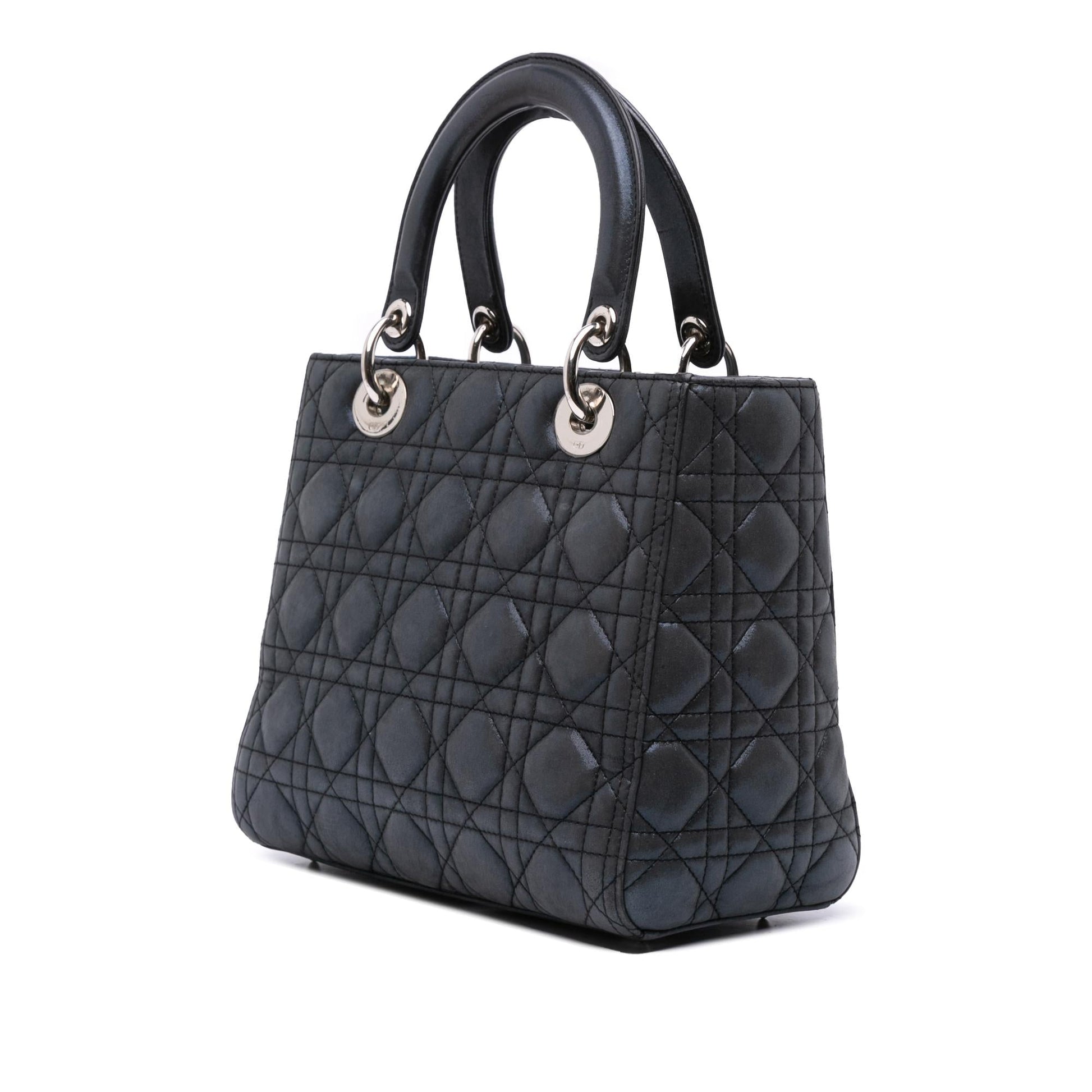 Dior Iridescent Cannage Lady Satchel Bag Lambskin Medium