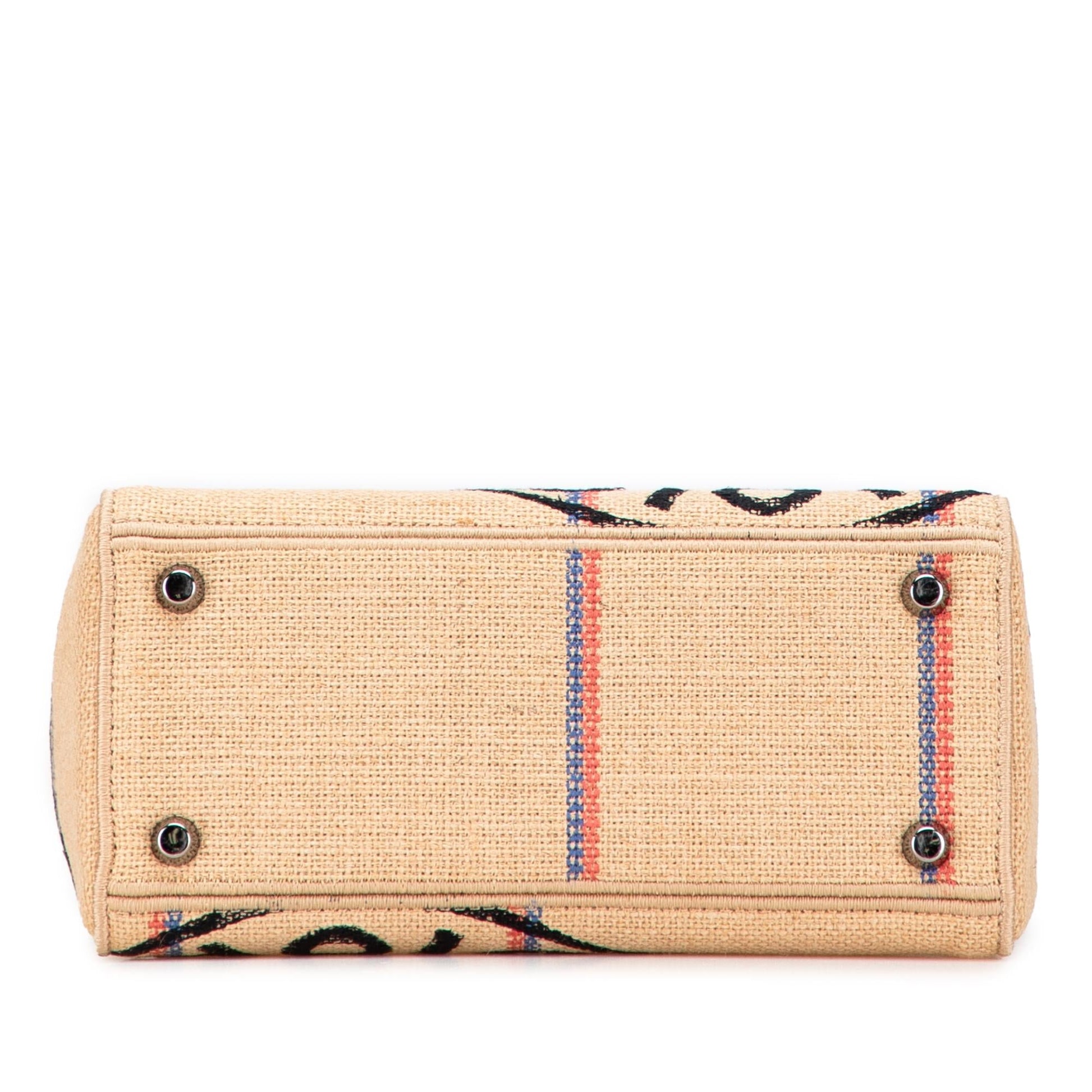 Dior Jute Lady Lite Satchel Bag Medium Embroidered
