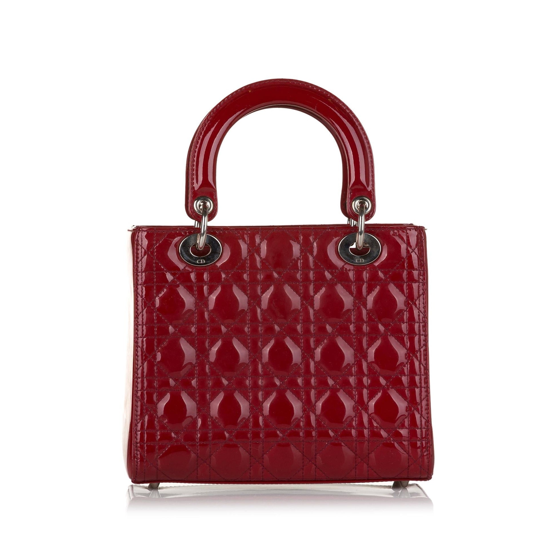 Dior Lady Satchel Shg Leather Patent Medium Satchel Bag