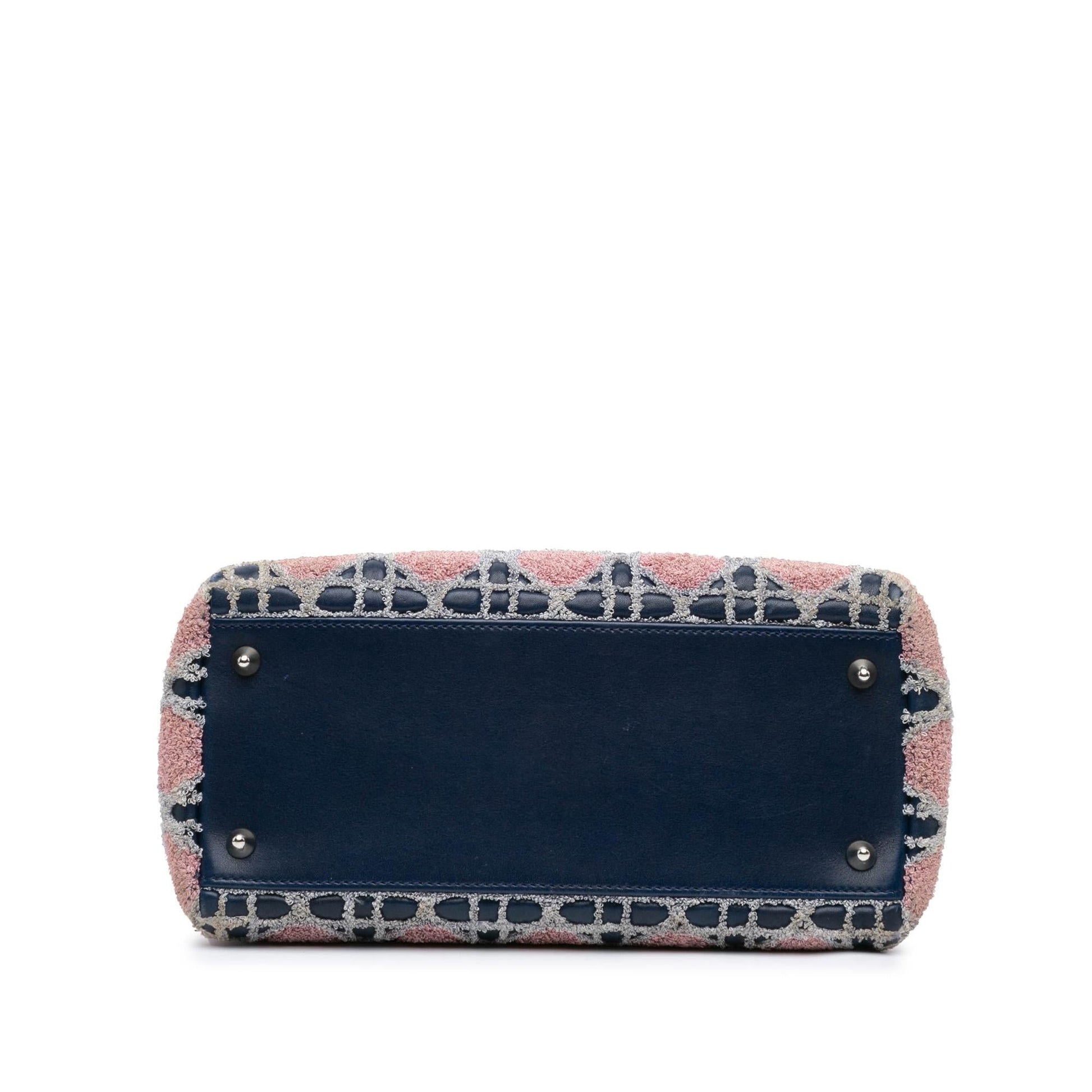Dior And Tweed Cannage Lady Satchel Bag Lambskin Medium