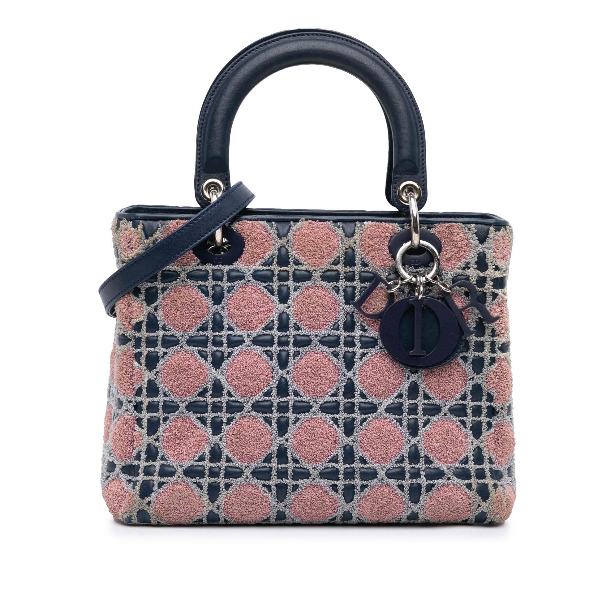 Dior And Tweed Cannage Lady Satchel Bag Lambskin Medium