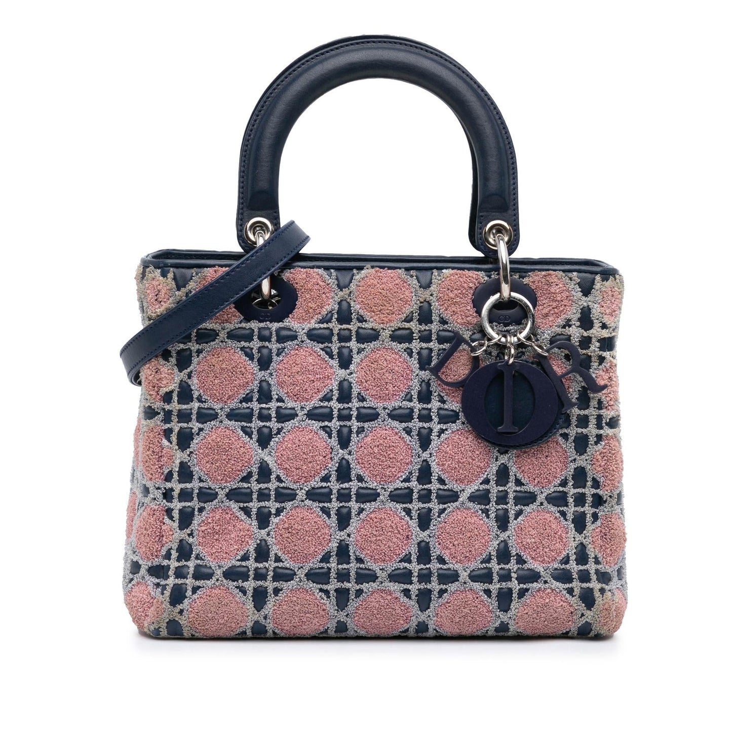 Dior And Tweed Cannage Lady Satchel Bag Lambskin Medium Cannage Lady Dior
