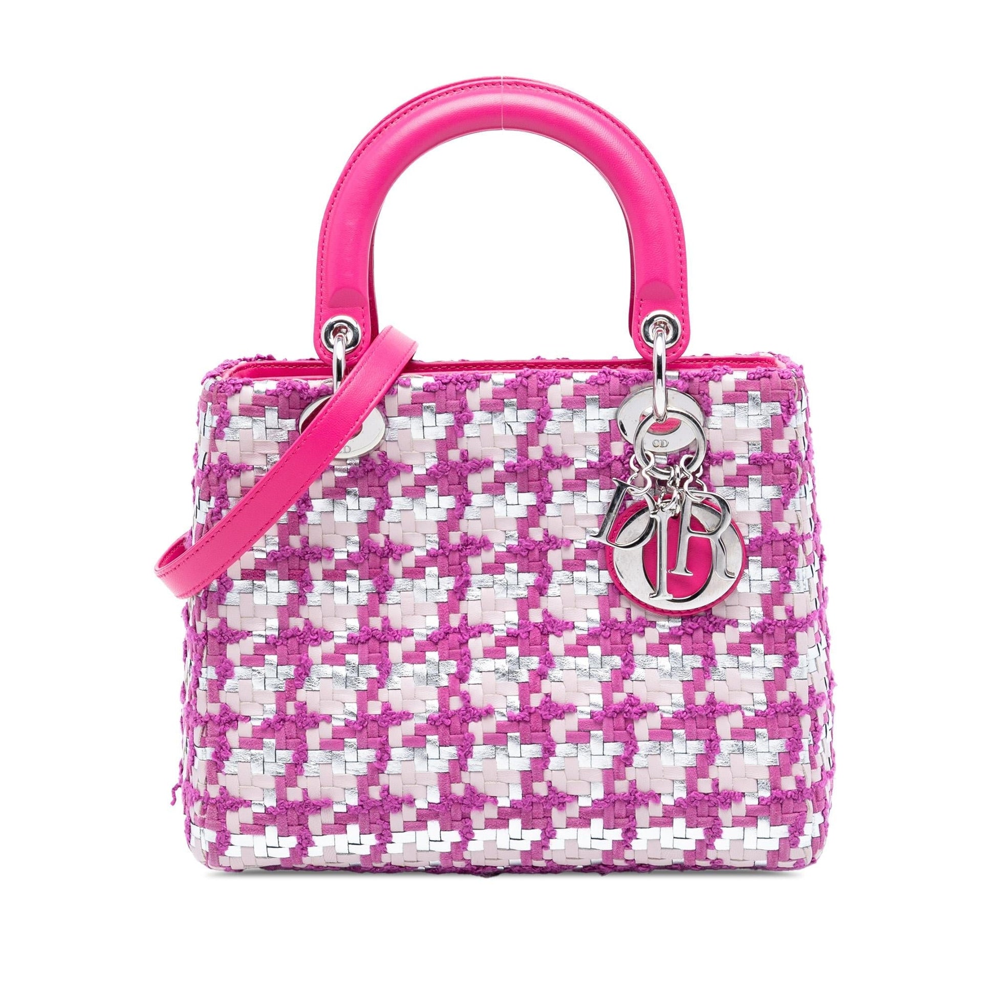 Dior And Tweed Lady Satchel Bag Lambskin Medium Lady Dior 1