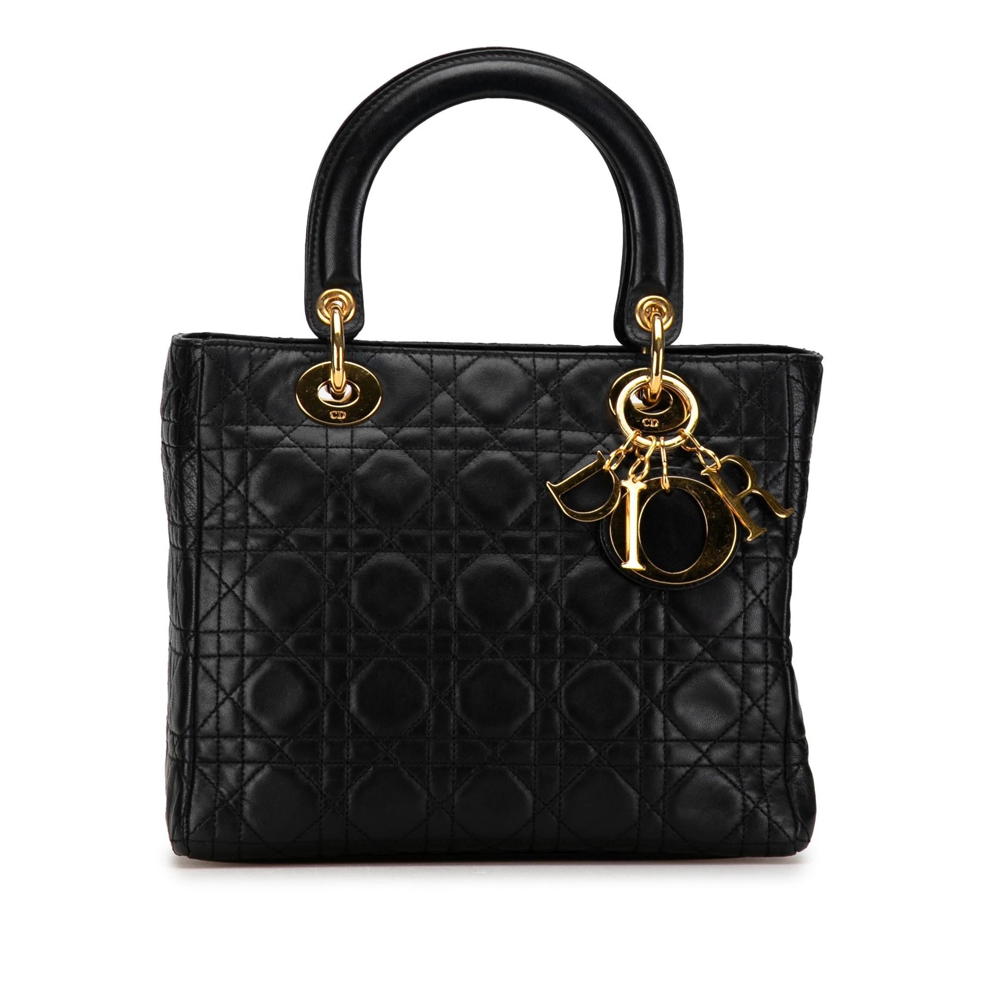 Dior Cannage Lady Shg Fdmekc Satchel Bag Lambskin Medium