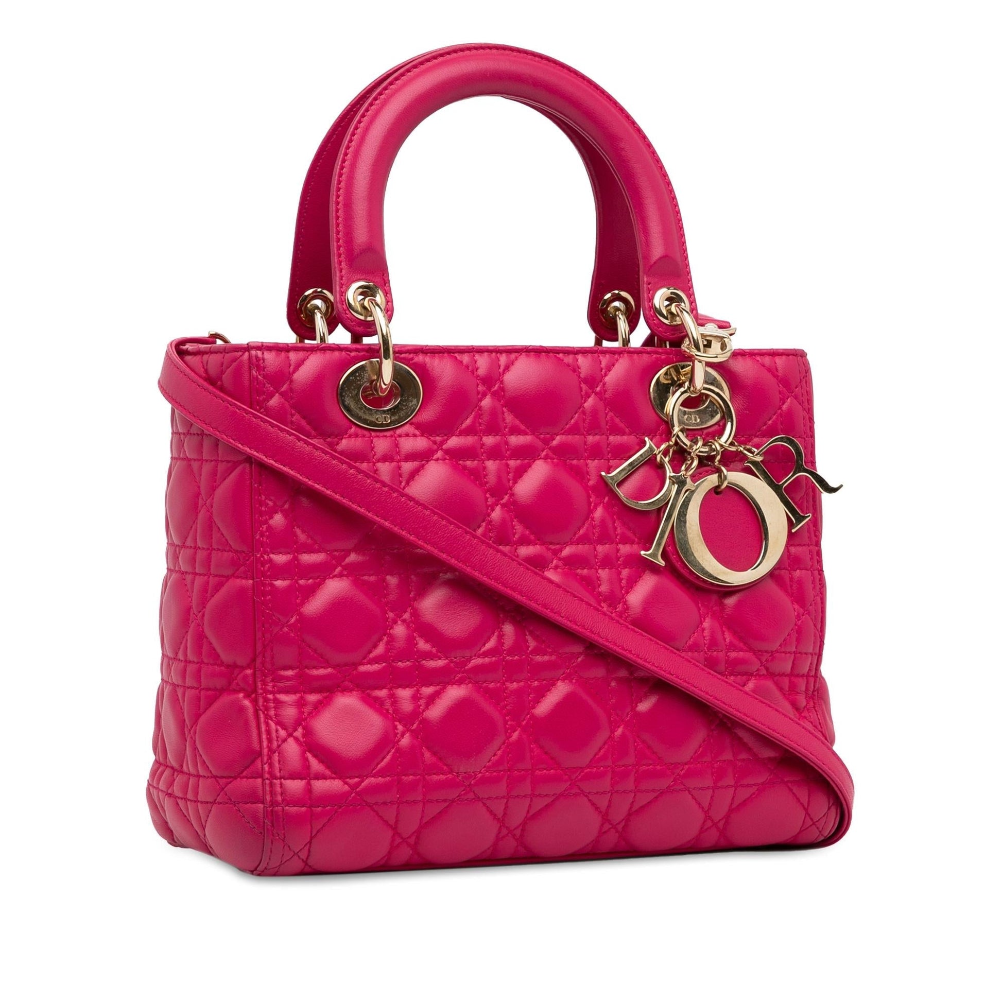 Dior Cannage Lady Shg Hlvjgy Satchel Bag Lambskin Medium