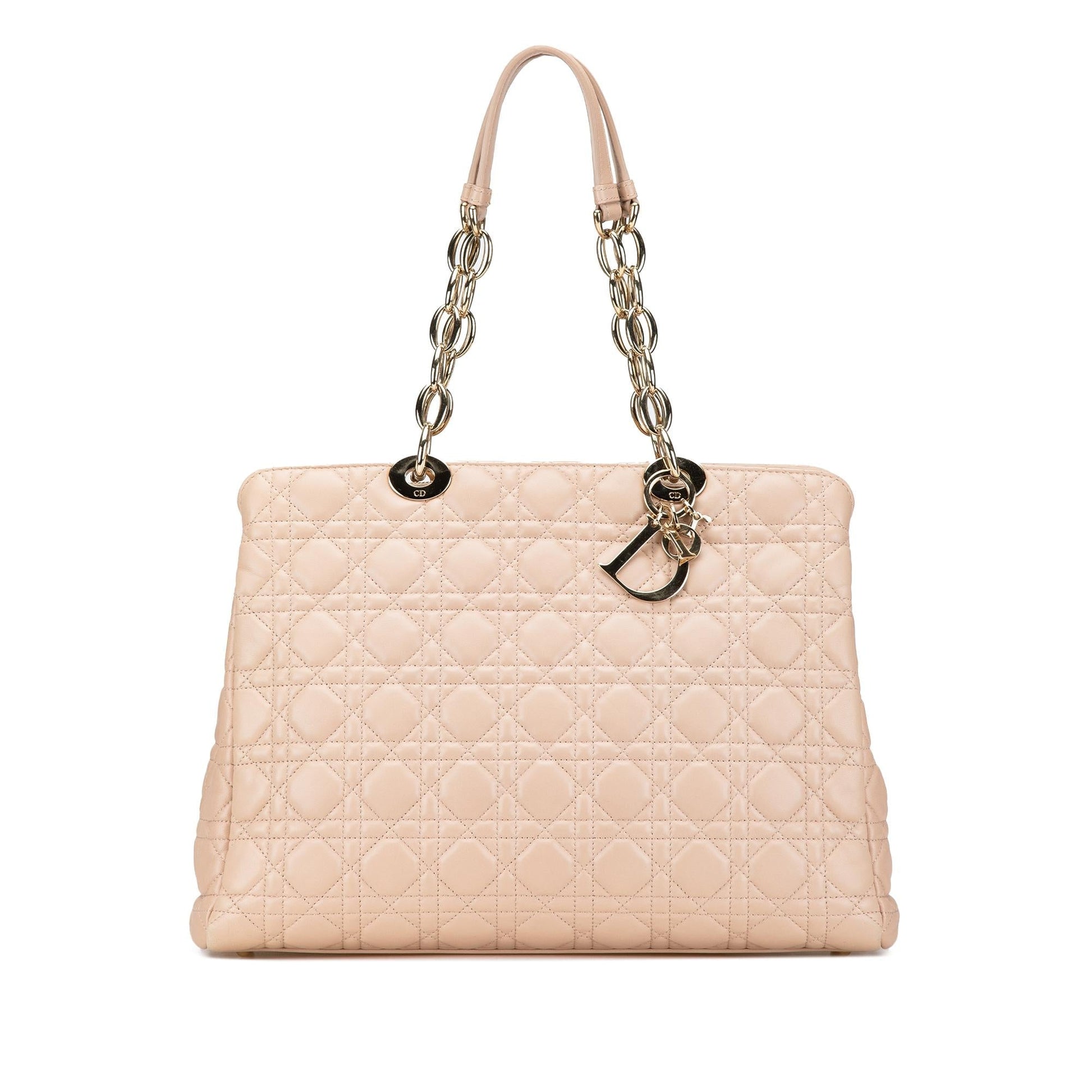 Dior Cannage Soft Zipped Shopping Tote Lambskin Medium Tote Bag