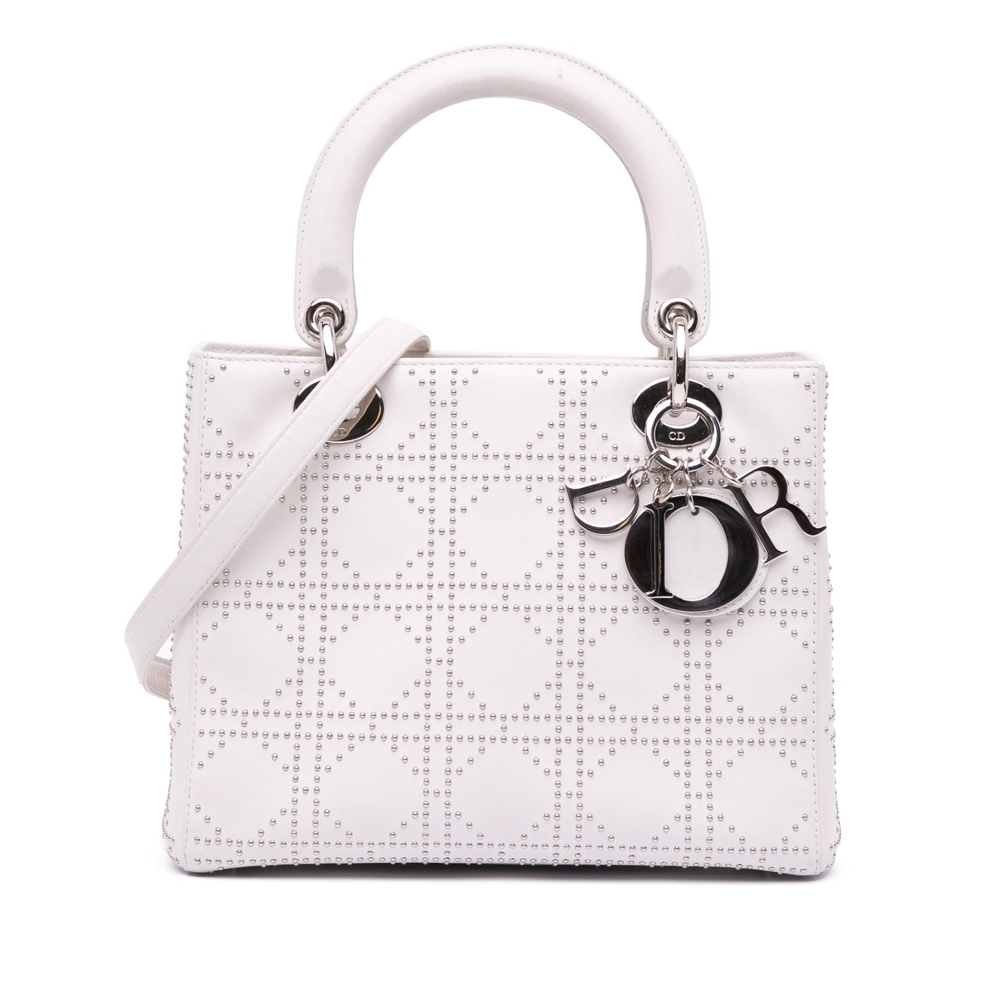 Dior Cannage Studded Lady Satchel Bag Lambskin Medium